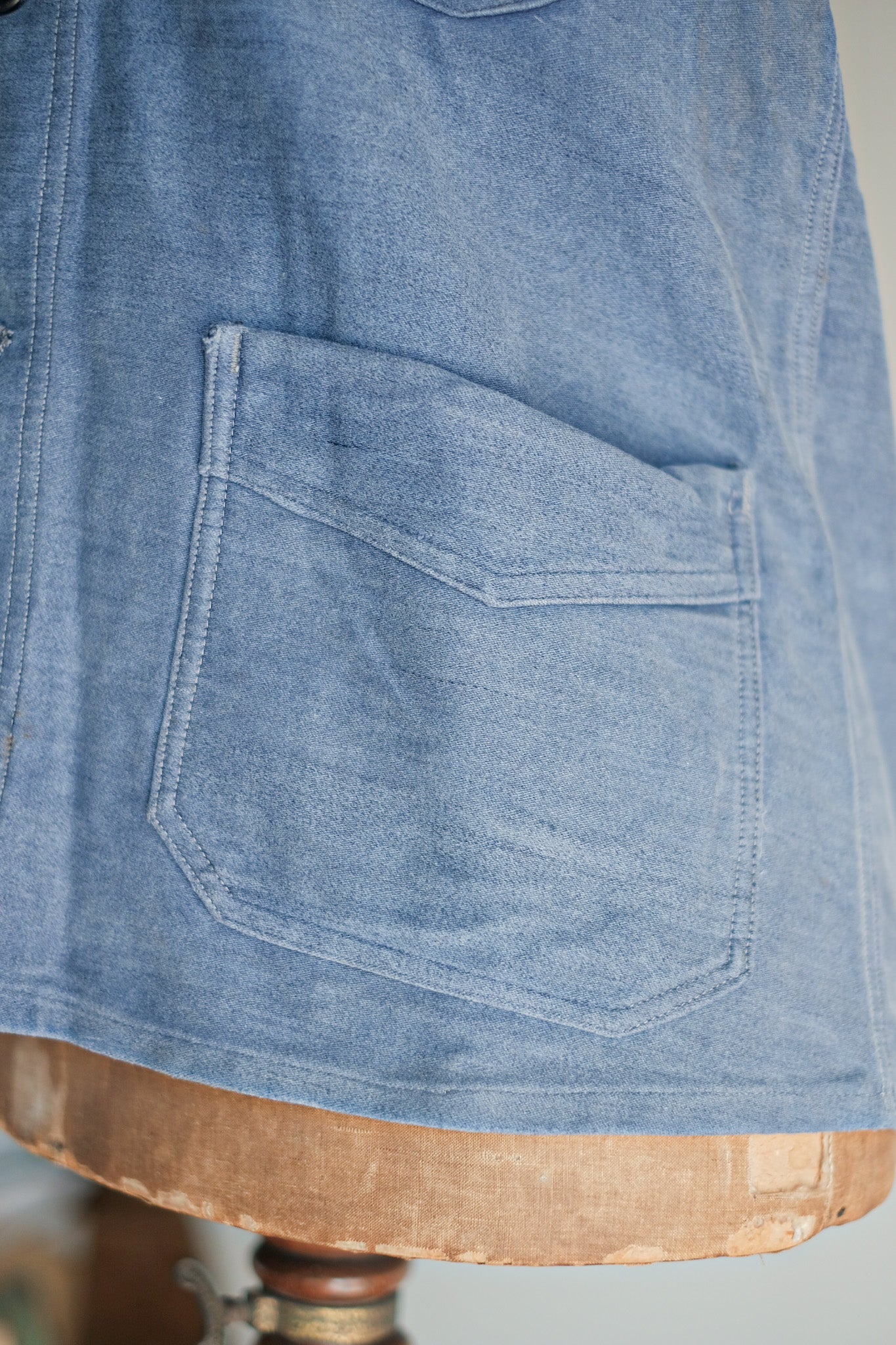 【~40's】French Vintage Blue Moleskin Work Jacket