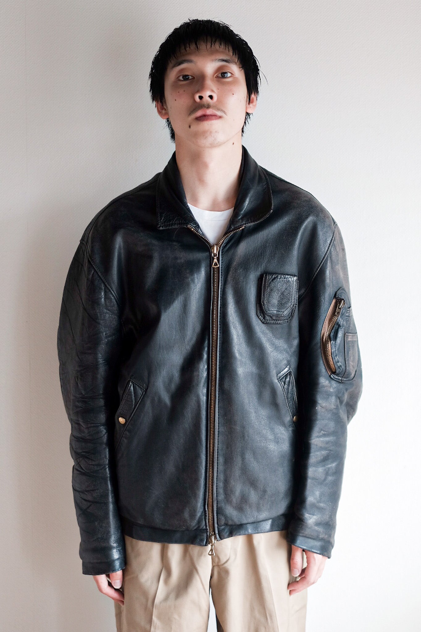 【~80's】French Air Force Pilot Leather Jacket