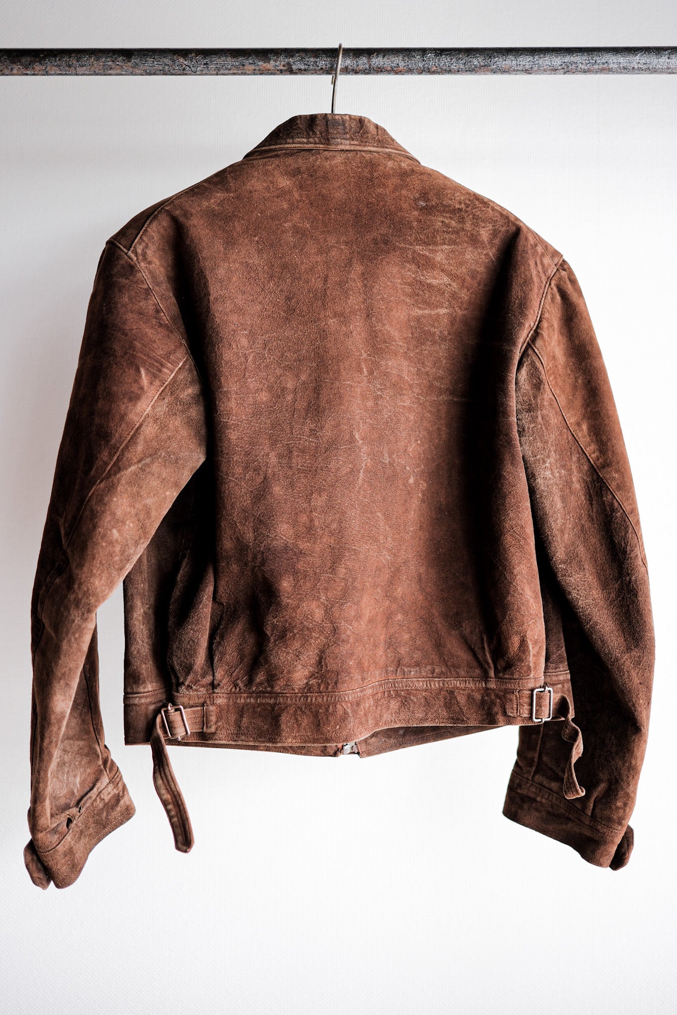 【~30’s】French Vintage Suede Leather Cyclist Jacket