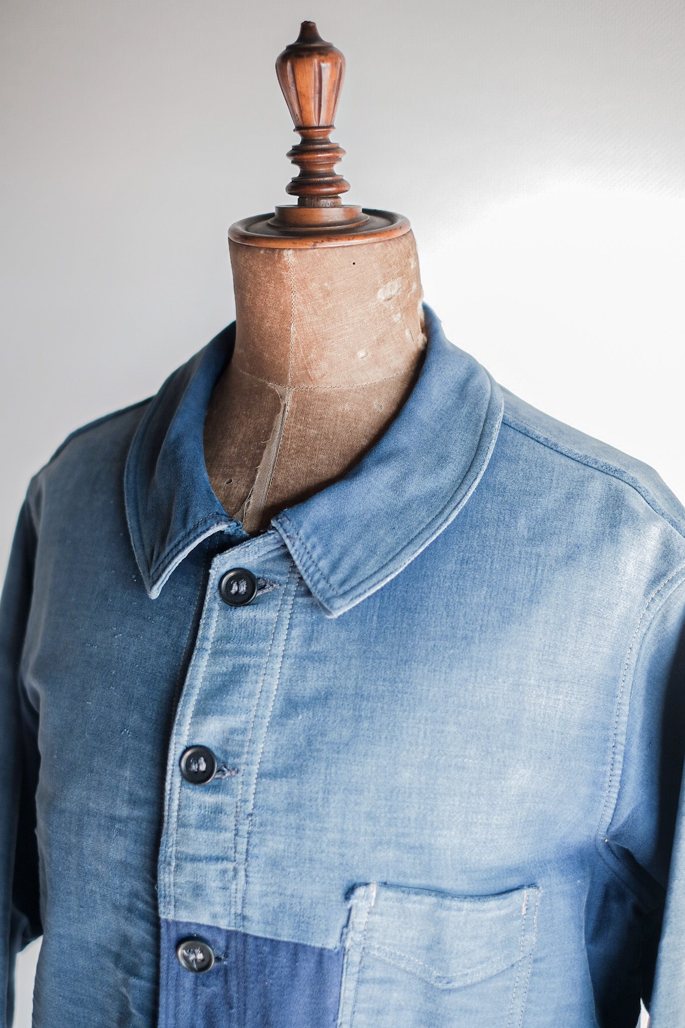 【~40's】French Vintage Blue Moleskin Work Jacket "Le Mont St. Michel"