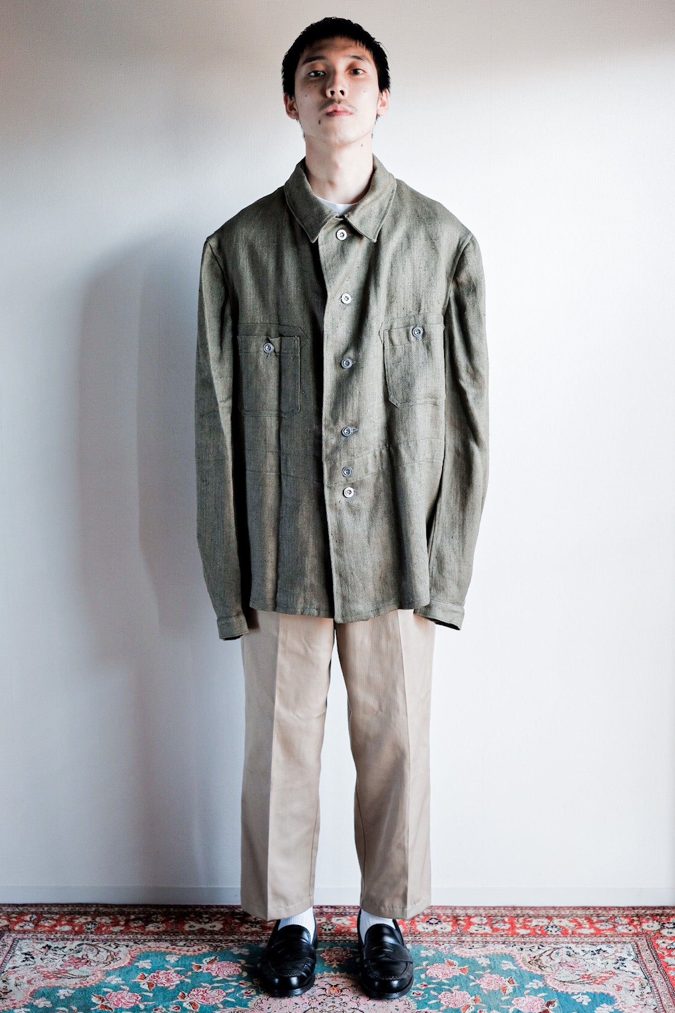 【~30's】German Air Force Green Linen HBT Jacket "Luftwaffe" "Dead Stock"