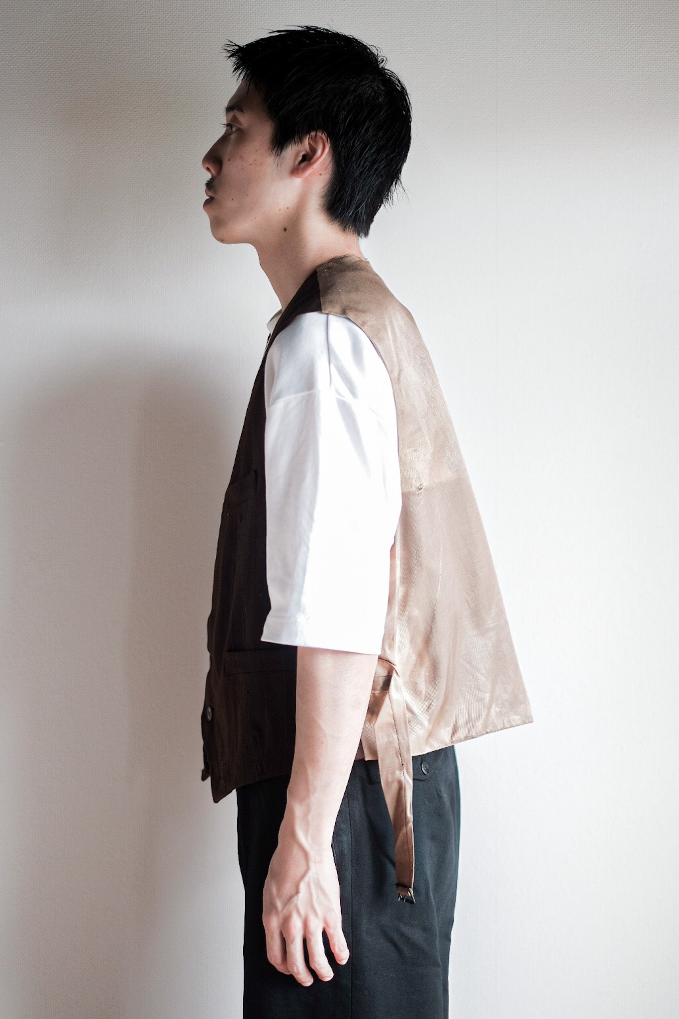 【~40's】French Vintage Brown Wool Work Gilet