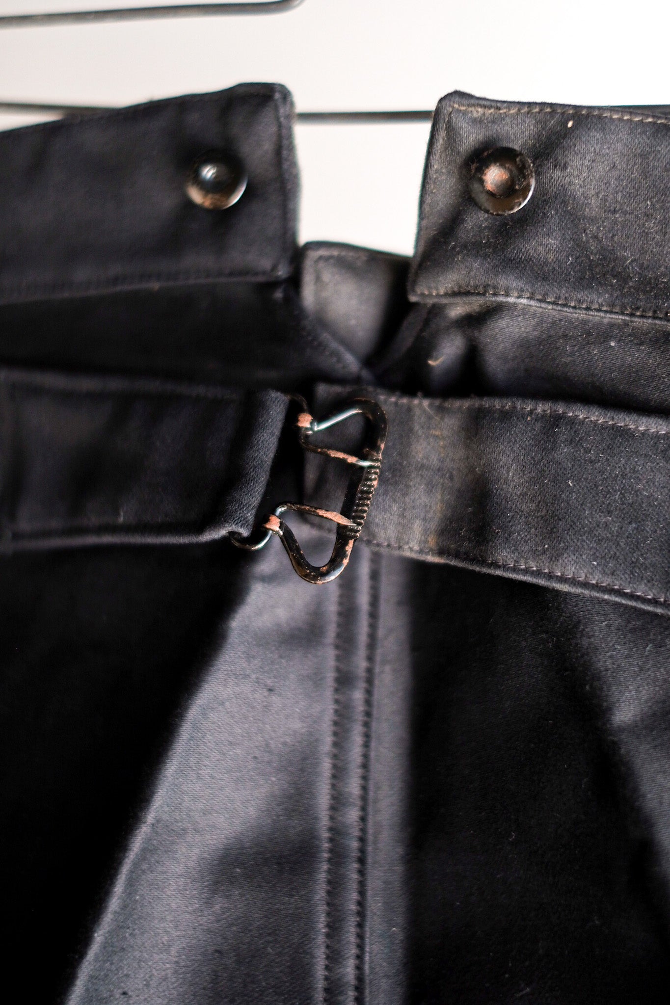 【~40's】French Vintage Black Moleskin Work Pants "Adolphe Lafont" "Dead Stock"