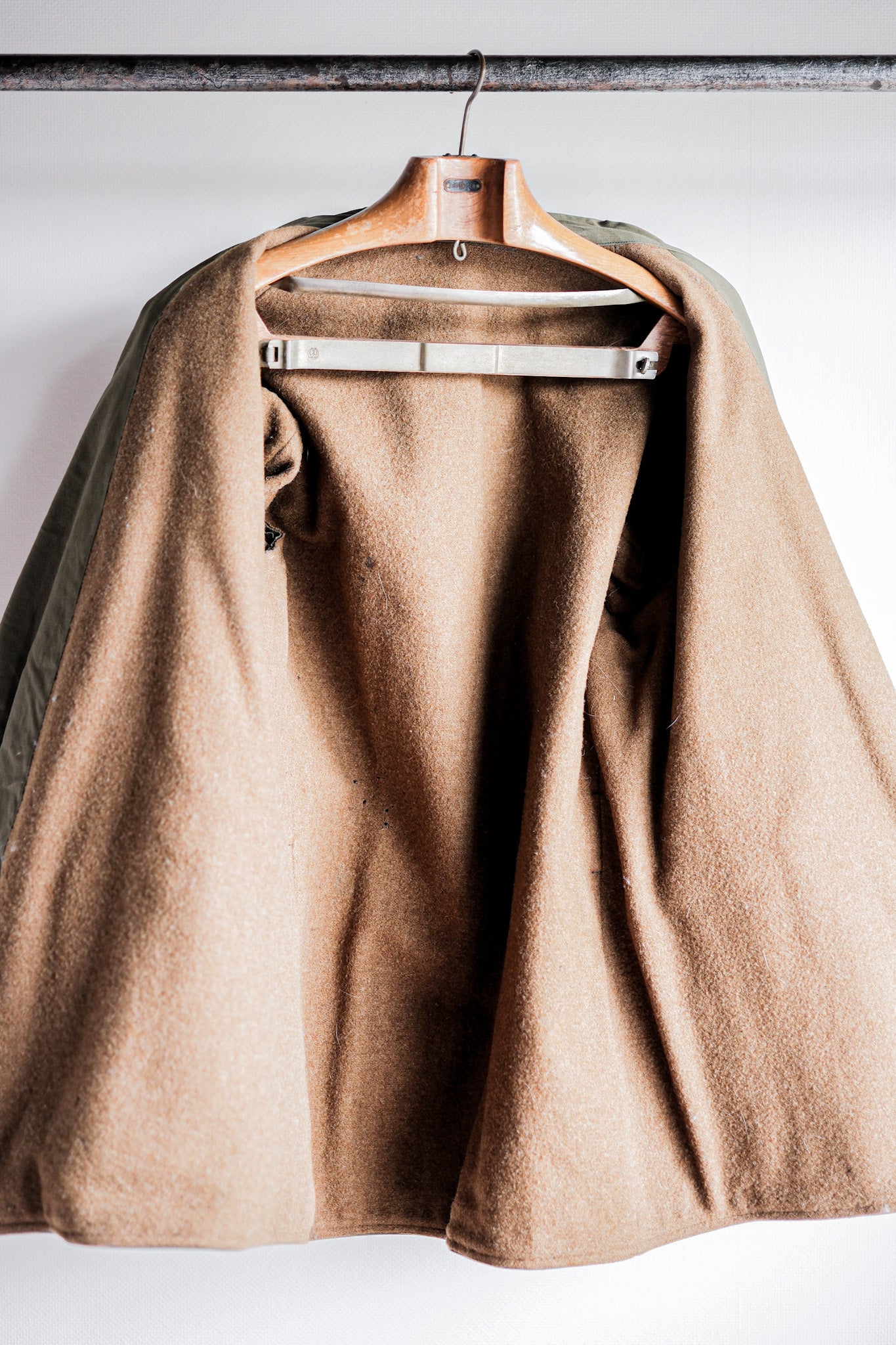 【~40's】French Vintage Shawl Collar Green Cotton Canvas Mackinaw Coat