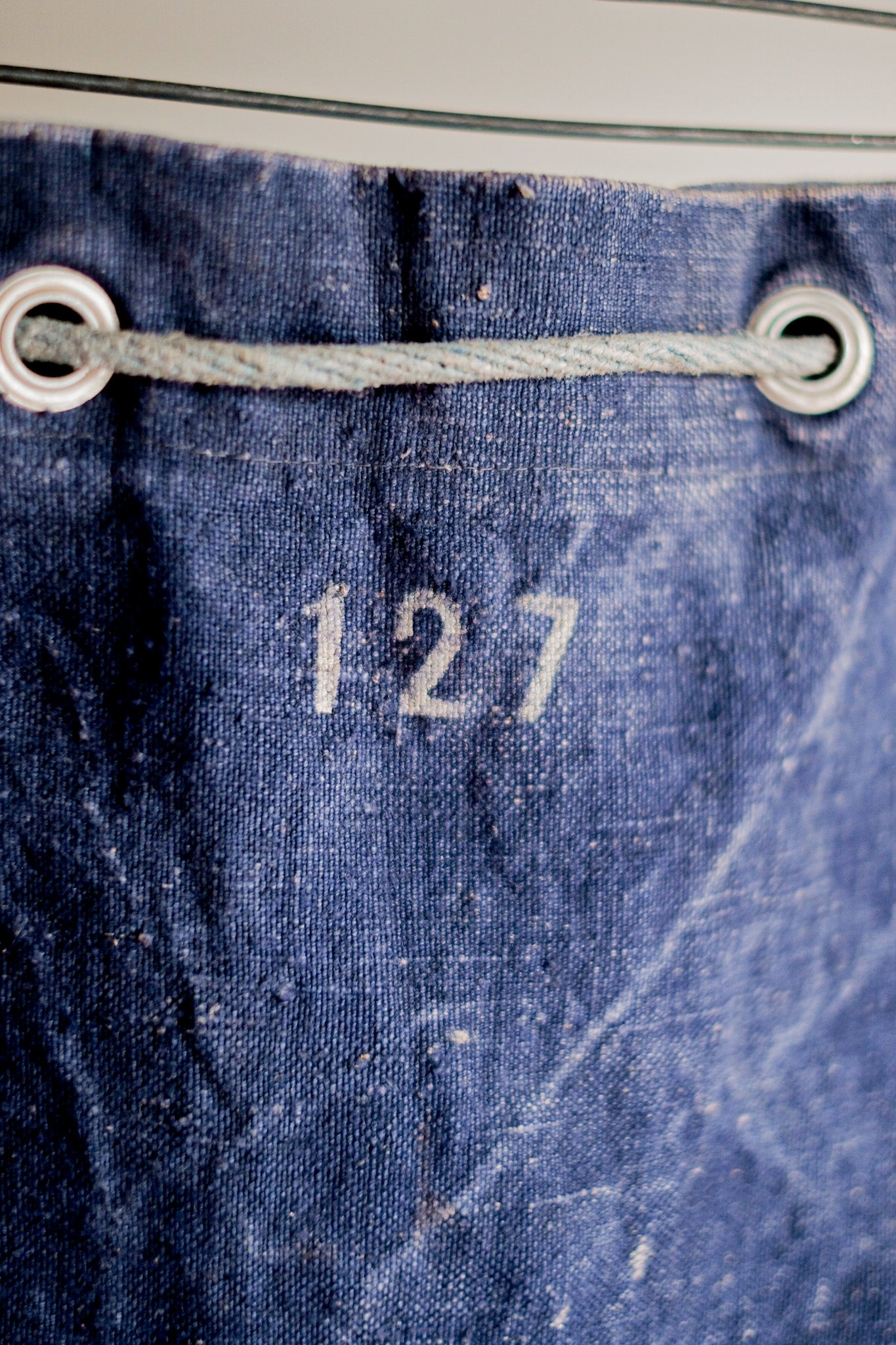 【~30's】French Vintage Indigo Hemp Linen Duffle Bag "MS Lafayette"