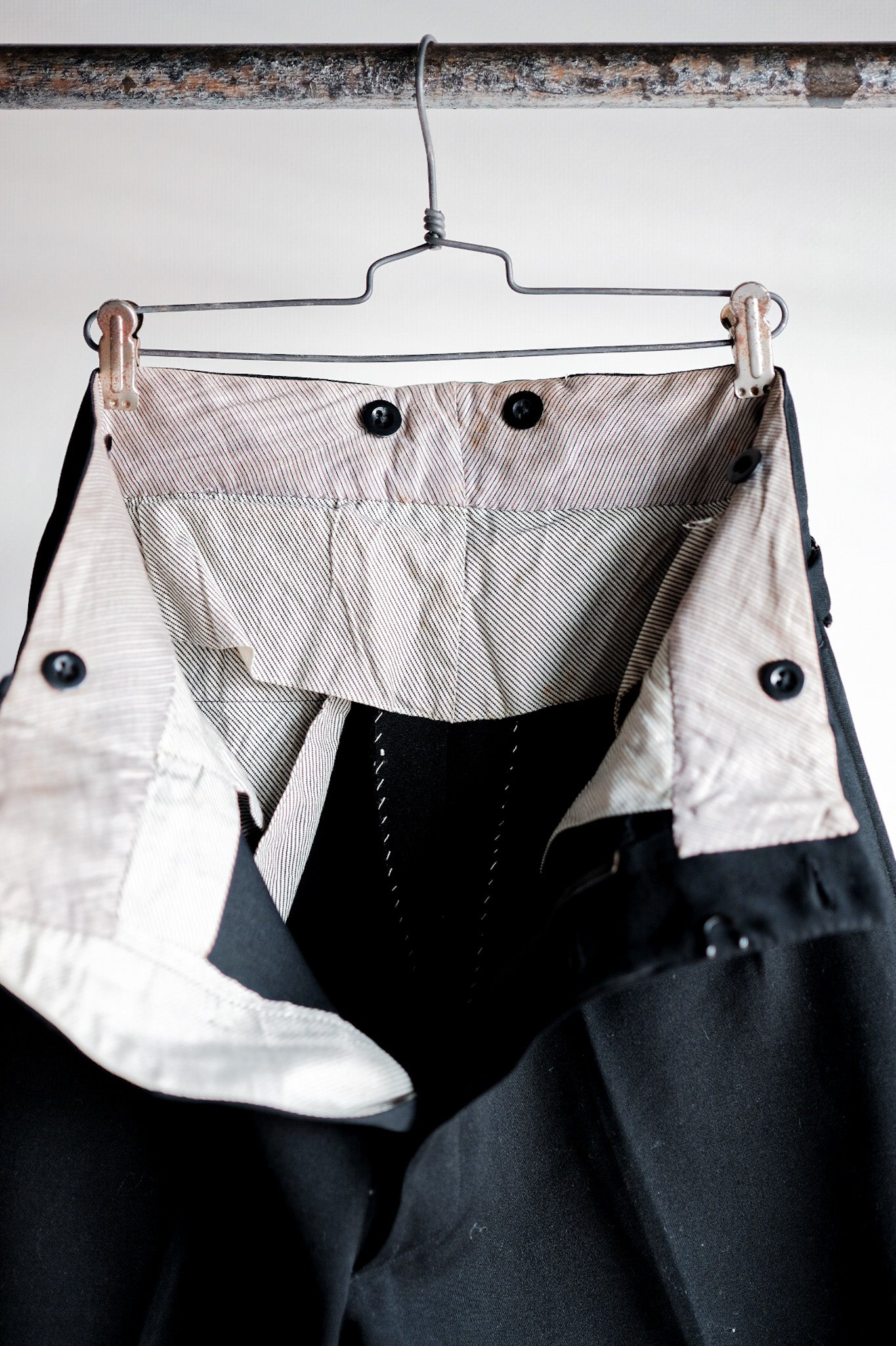 【~40's】French Vintage Black Wool Trousers