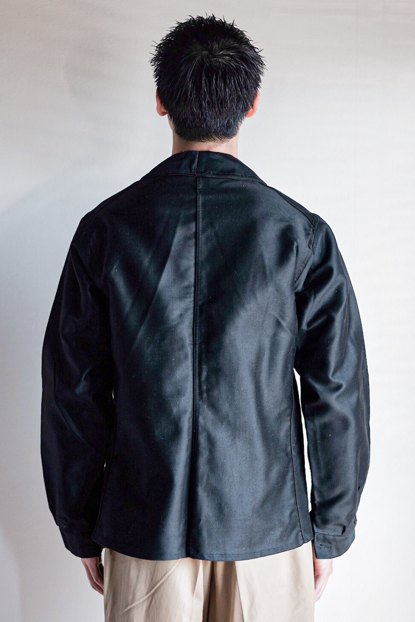 【~30's】French Vintage Black Moleskin Work Jacket "Dead Stock"