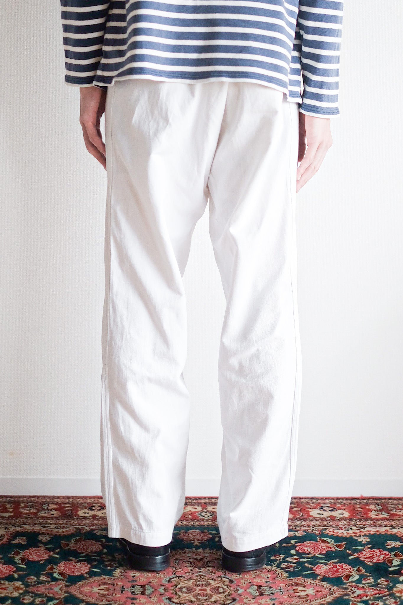【~40's】German Vintage White Cotton Work Pants