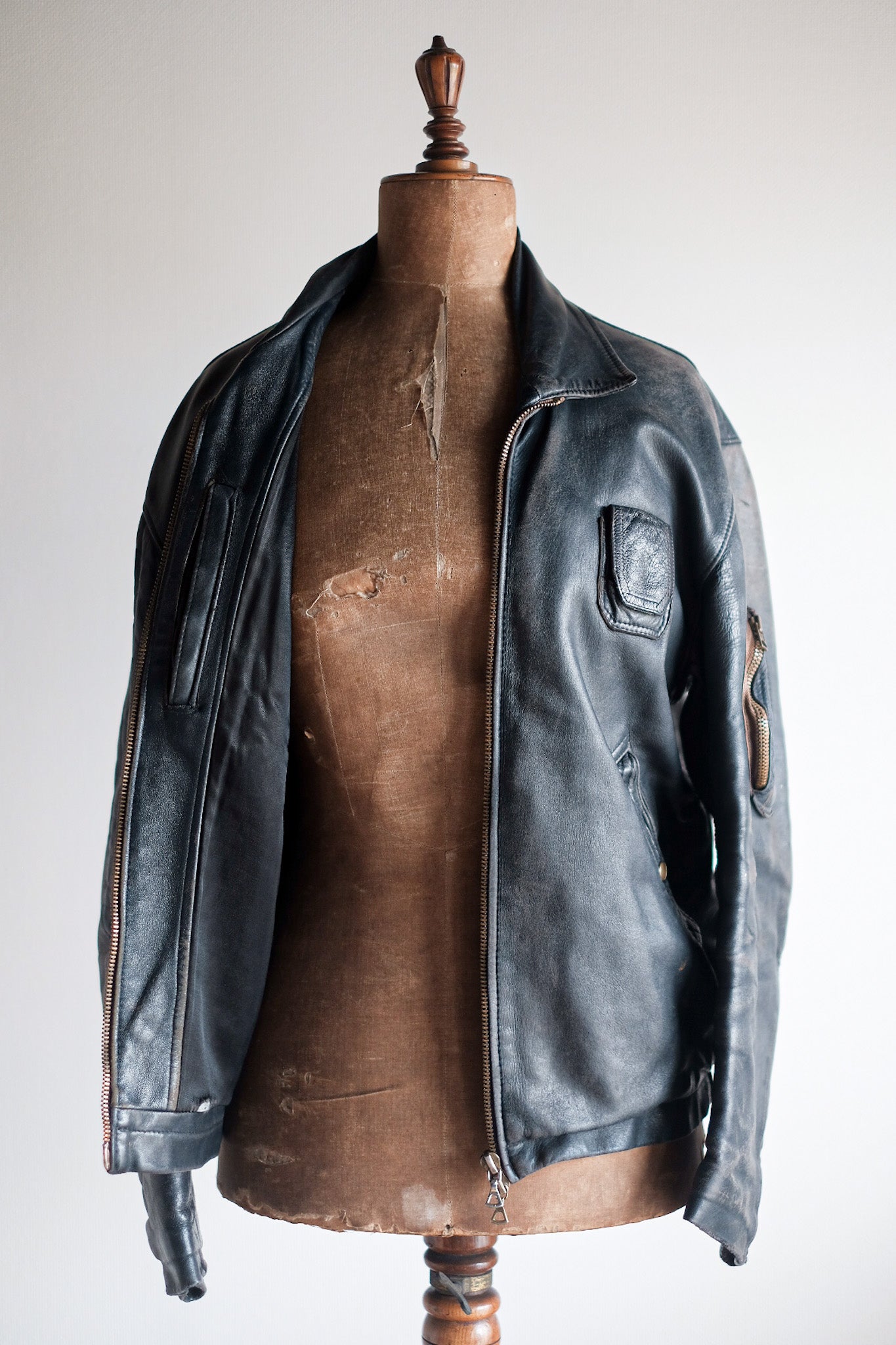【~80's】French Air Force Pilot Leather Jacket