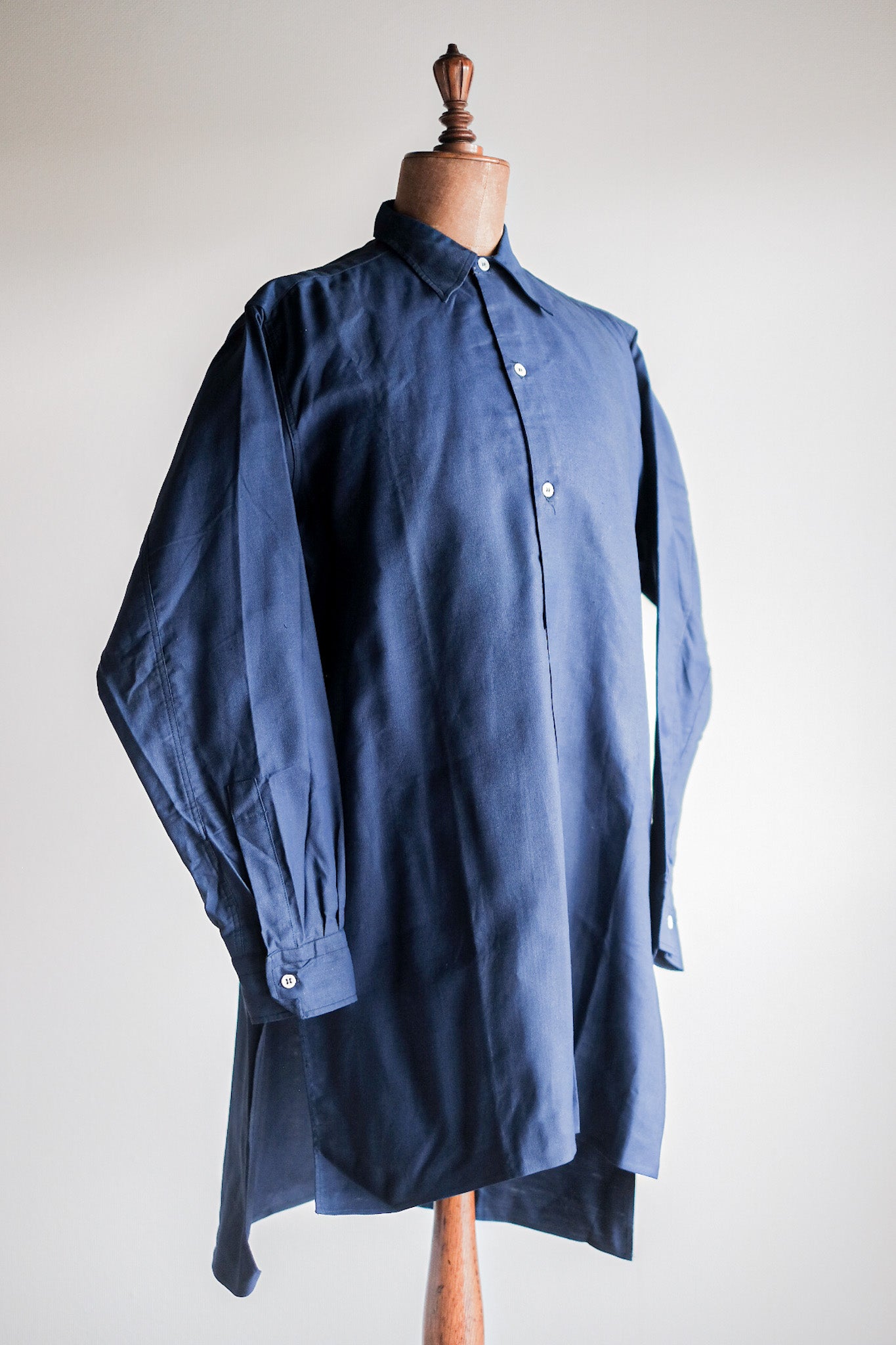 【~40's】French Vintage Indigo Metis Grandpa Shirt "Dead Stock"