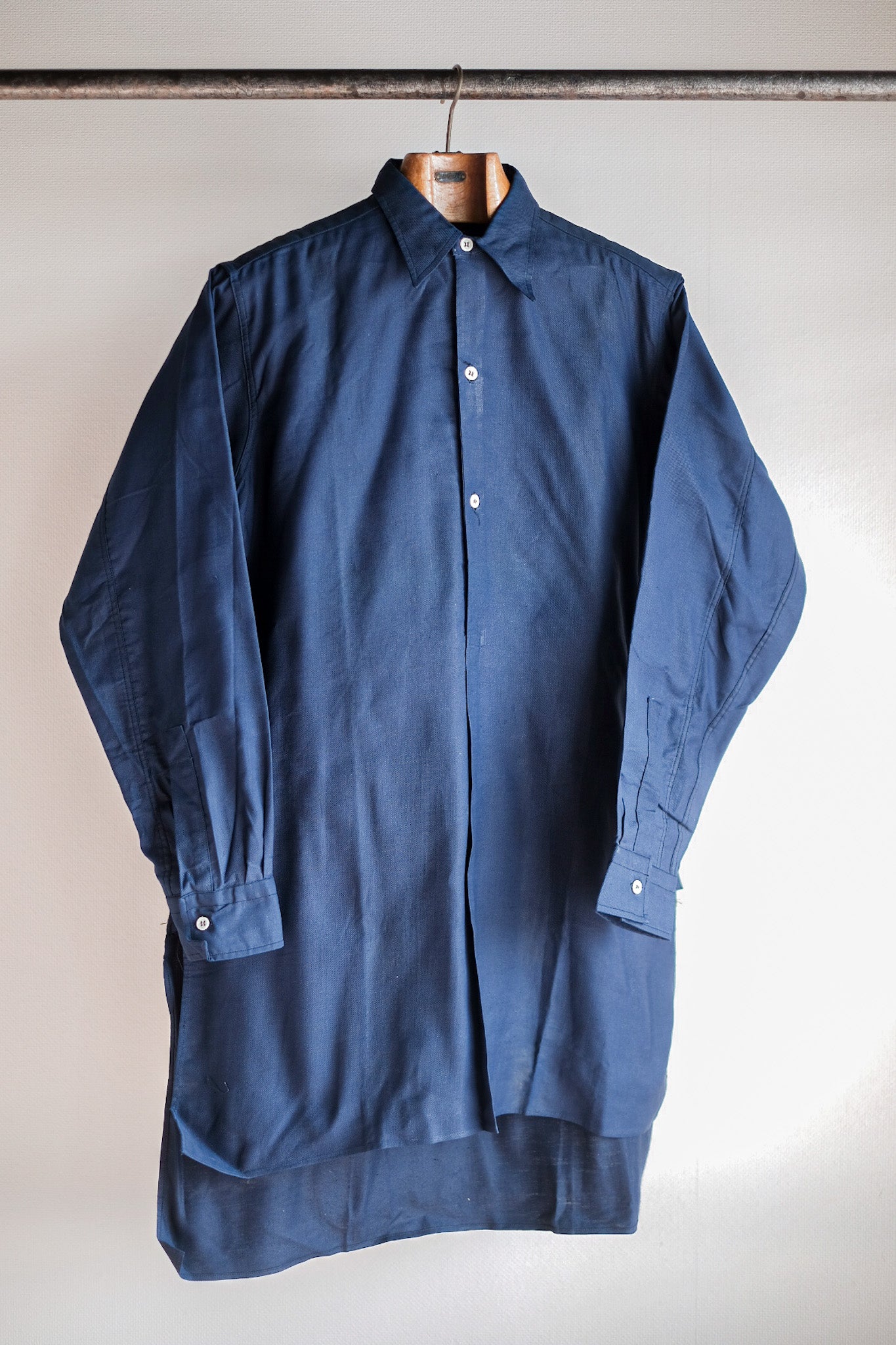 【~40's】French Vintage Indigo Metis Grandpa Shirt "Dead Stock"