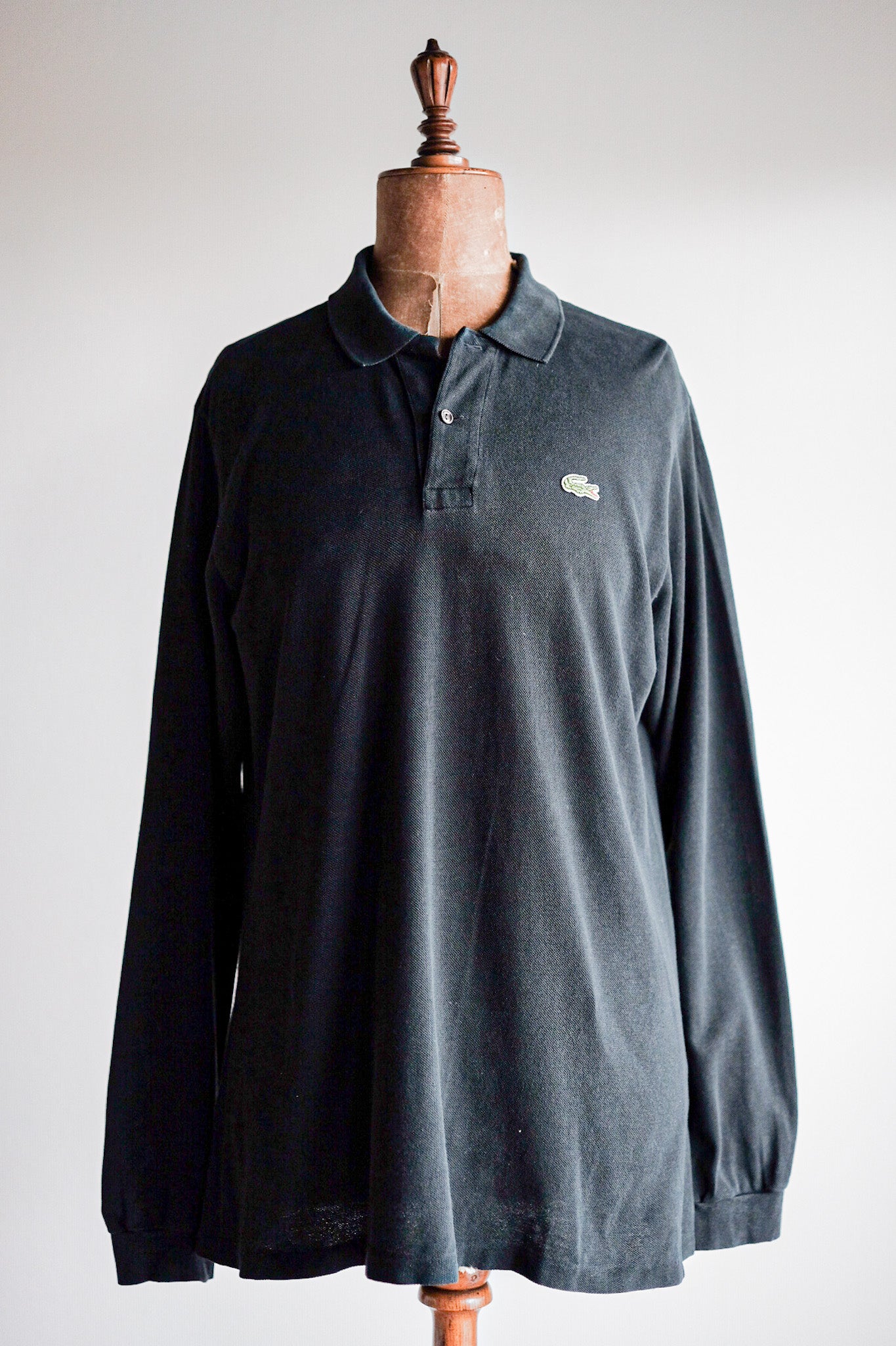 【~80's】CHEMISE LACOSTE L/S Polo Shirt Size.5 "Black"