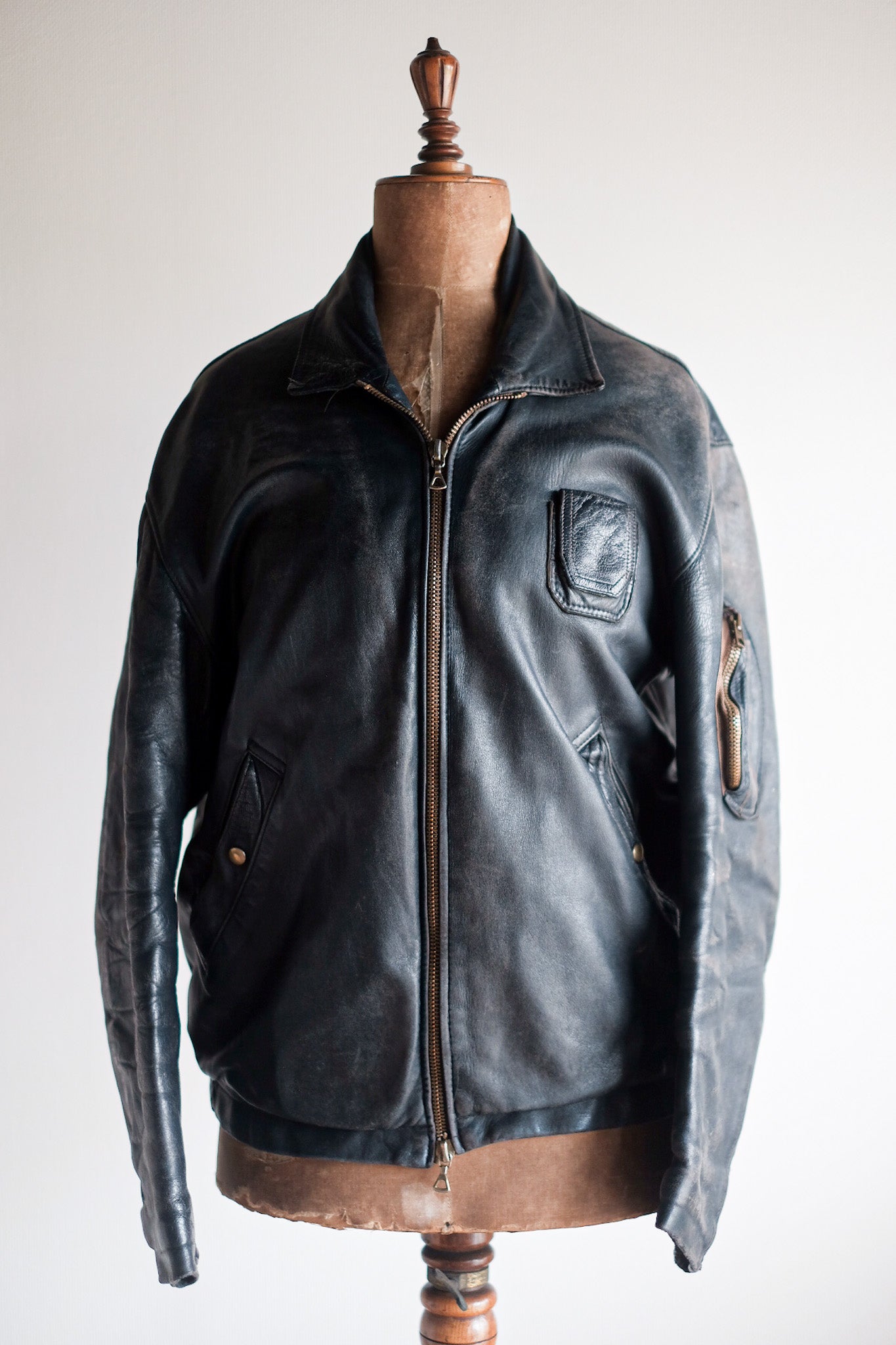 【~80's】French Air Force Pilot Leather Jacket
