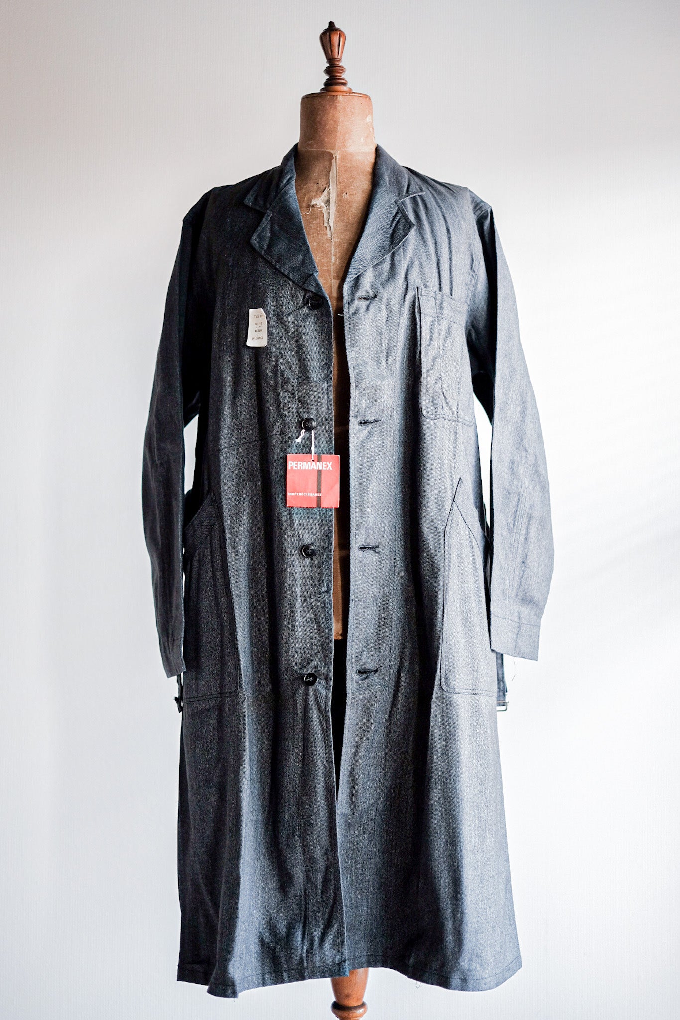 【~40's】French Vintage Black Chambray Atelier Coat “Dead Stock”