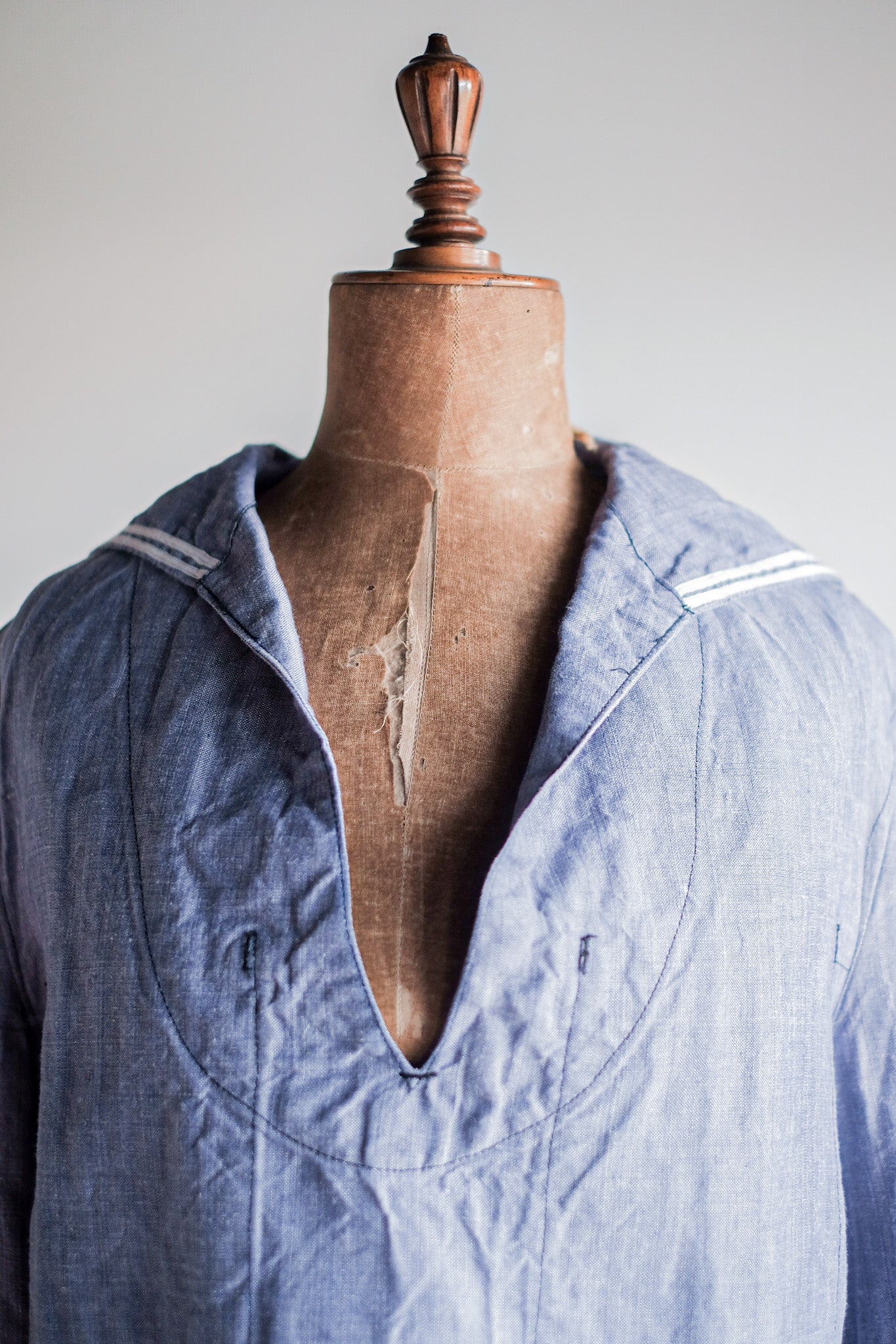 【~50's】French Navy Ramie Linen Sailor Shirt "Dead Stock"