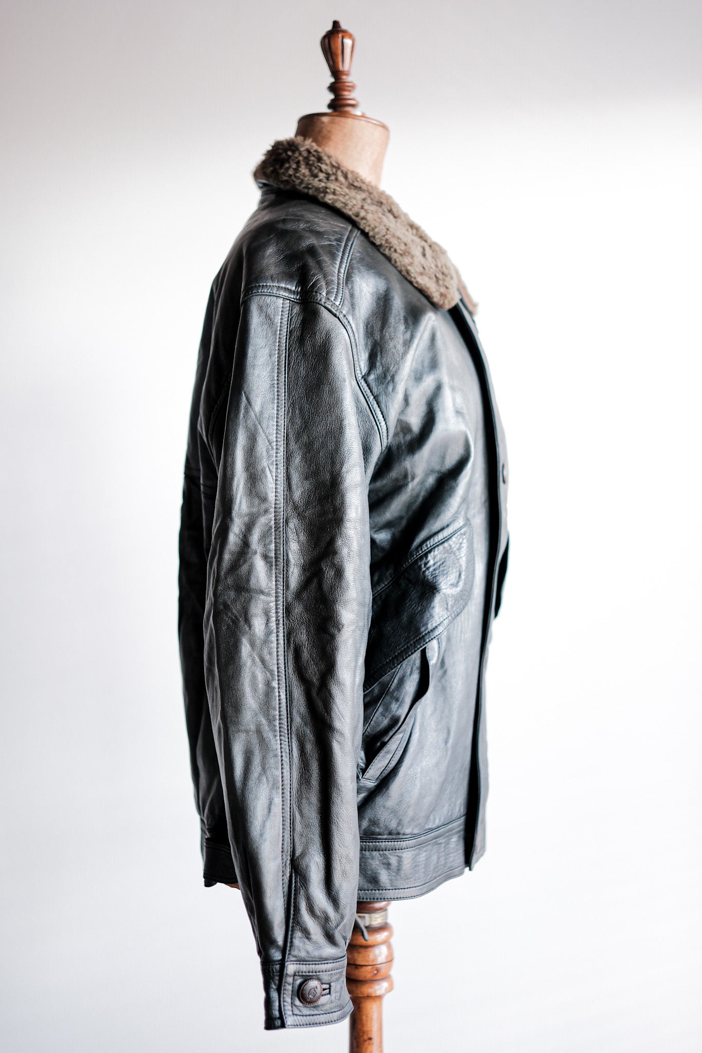 【~80's】Old Gucci Leather Bomber Jacket Size.52