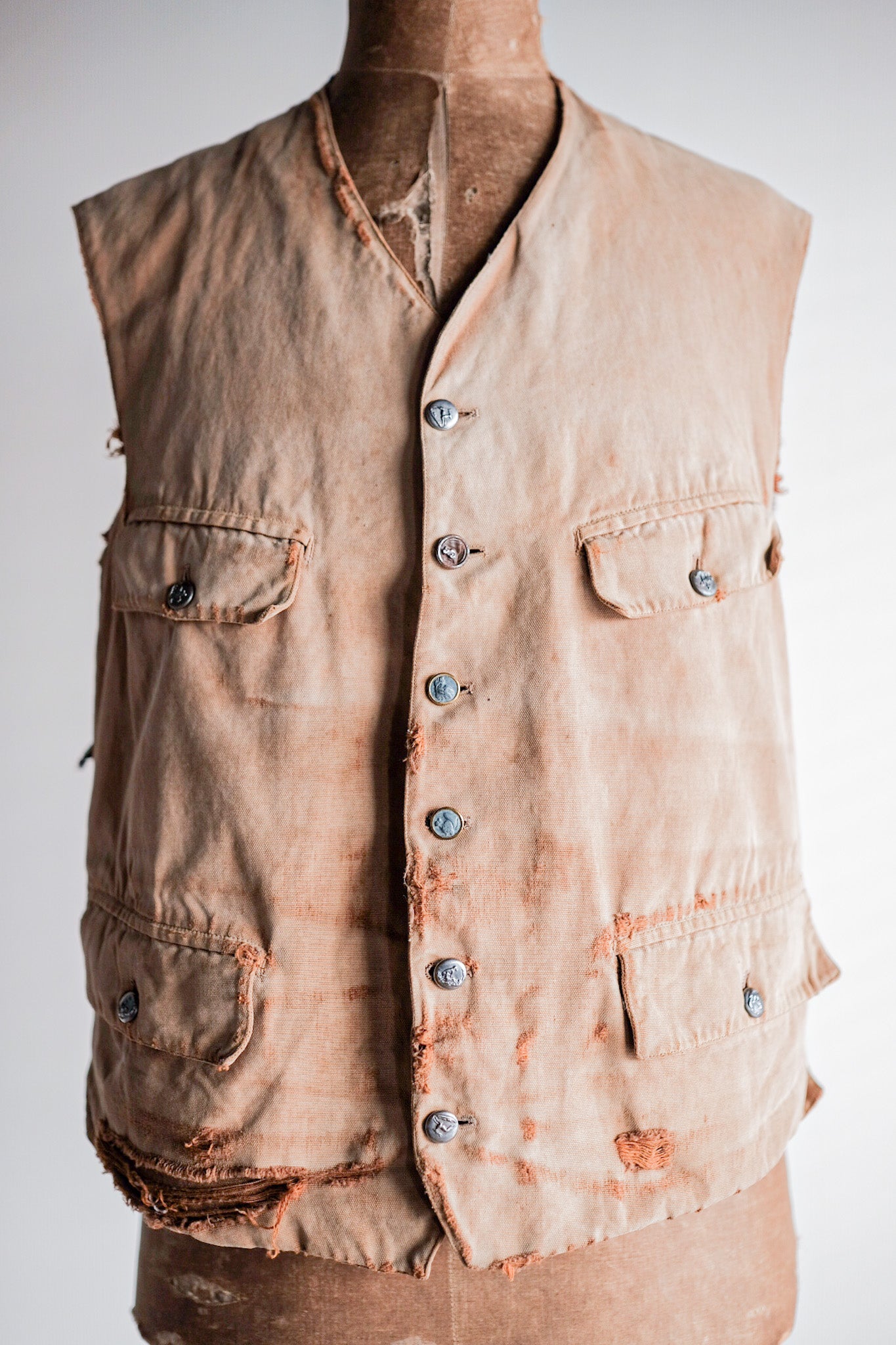 【~30's】French Vintage Cotton Hunting Gilet