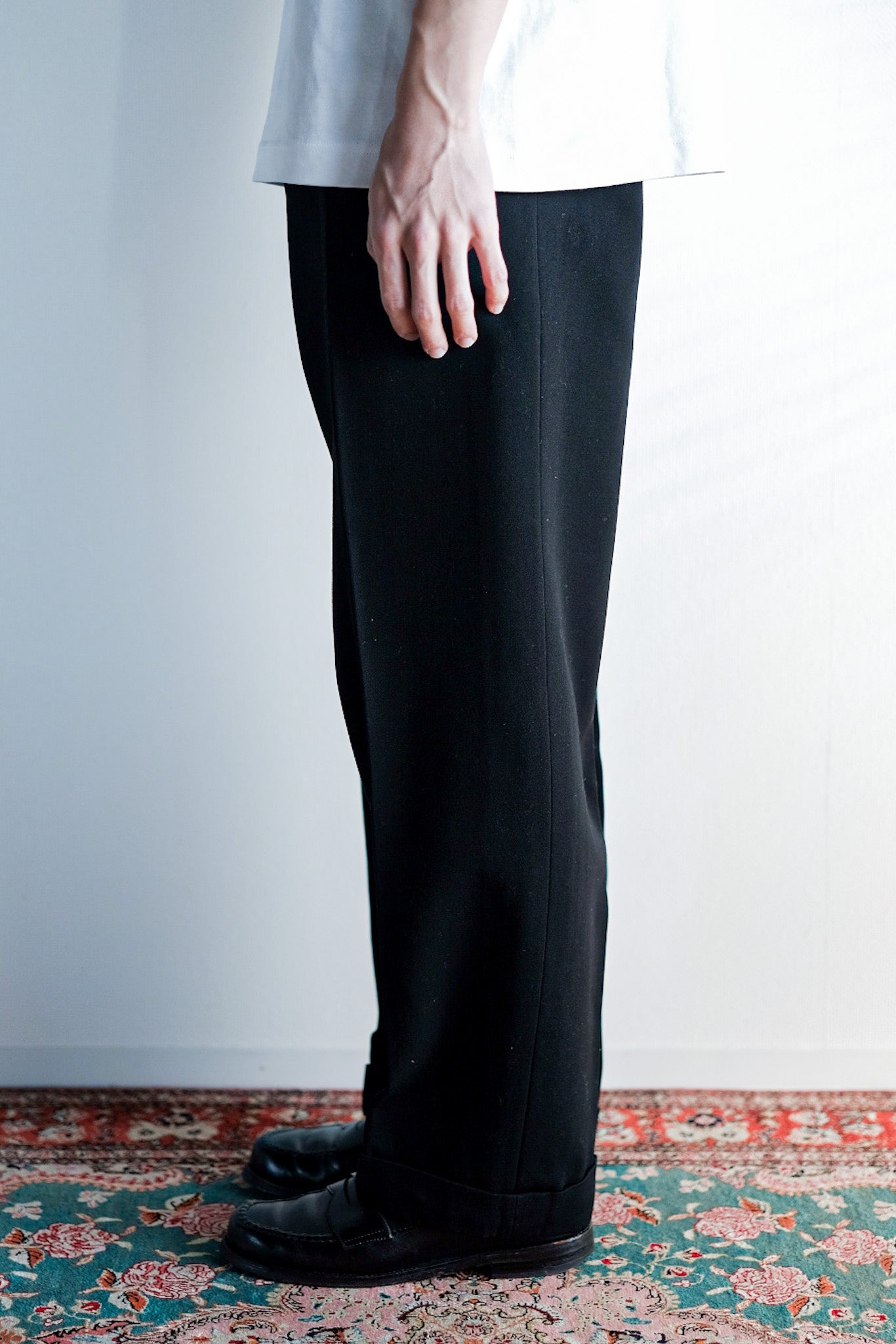 【~40's】French Vintage Black Wool Trousers