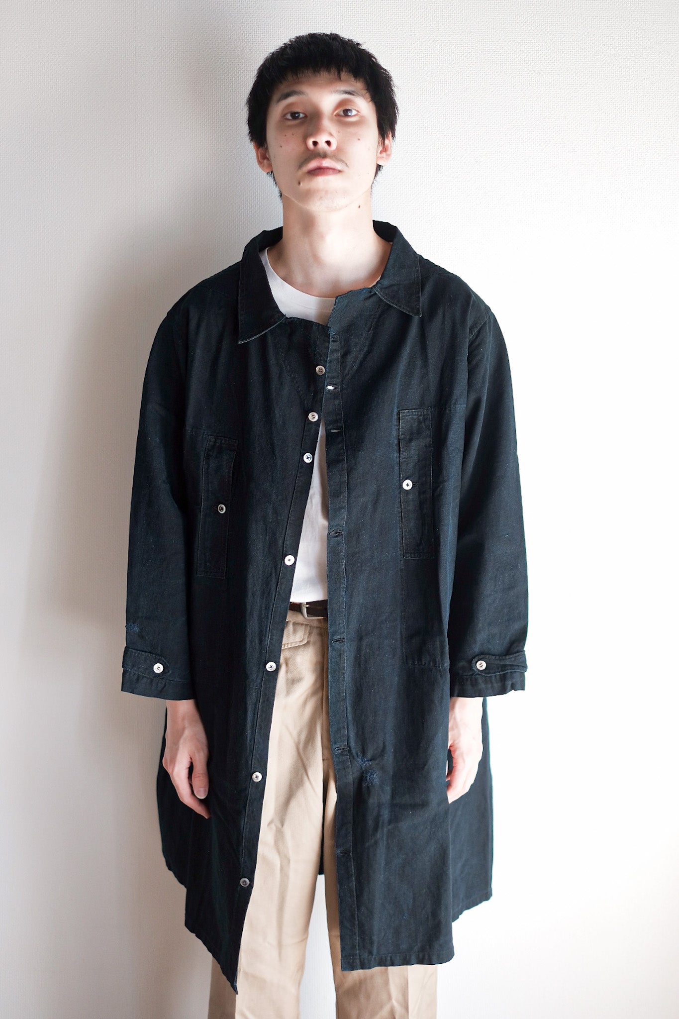 【Early 20th C】French Antique Indigo Metis Smock Open Type "Biaude"