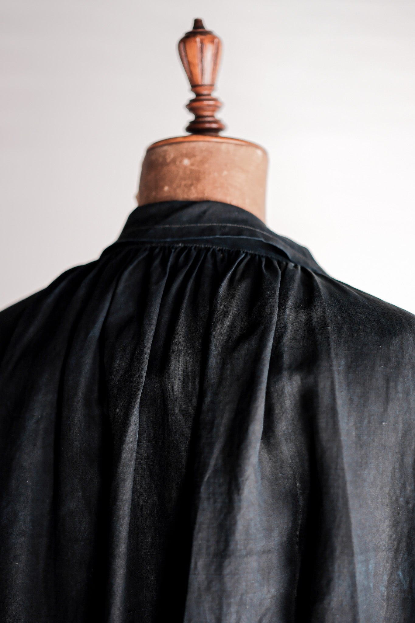 【Early 20th C】French Antique Indigo Linen Smock Open Type "Biaude"