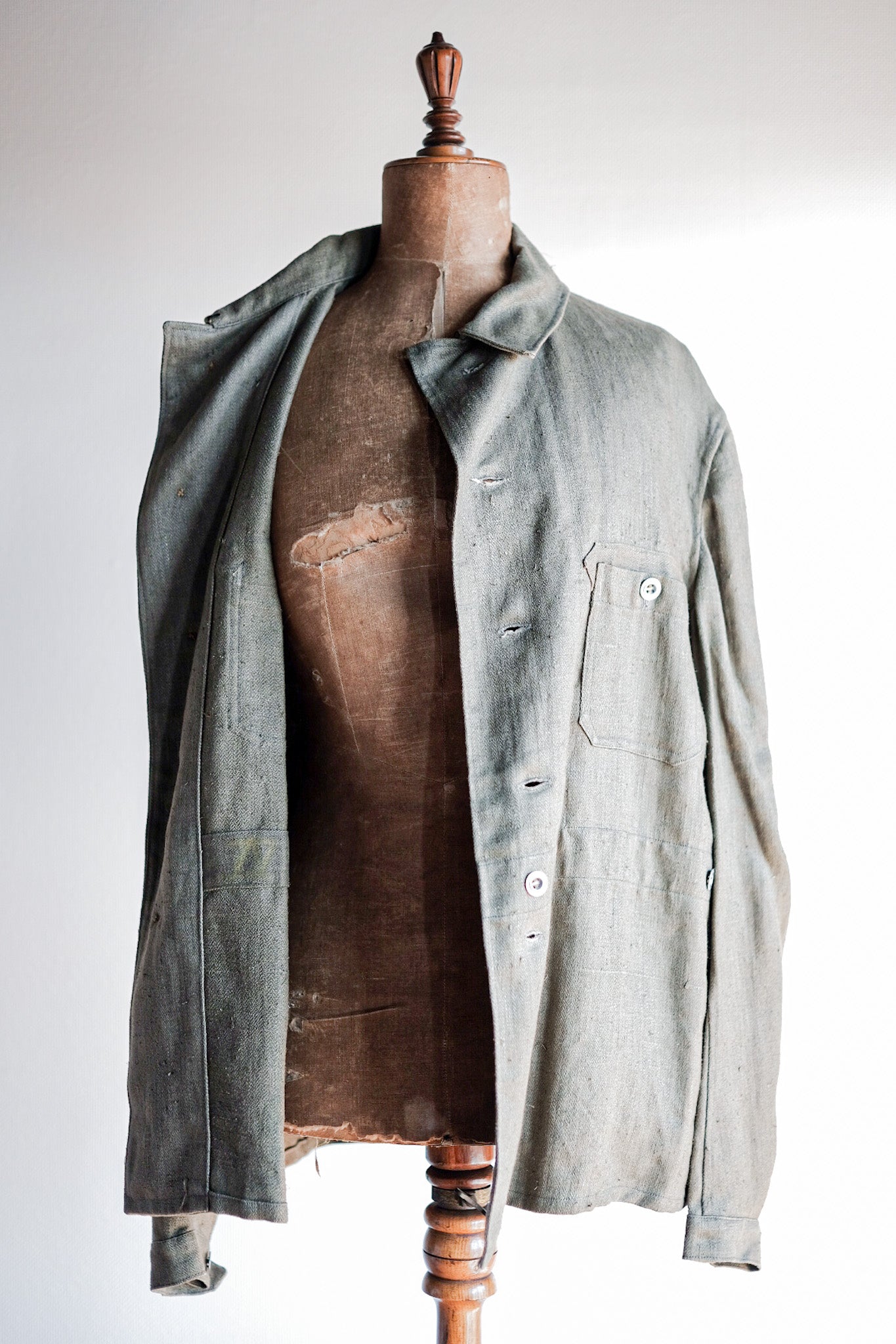 【~30's】German Air Force Green Linen HBT Jacket "Luftwaffe" "Dead Stock"
