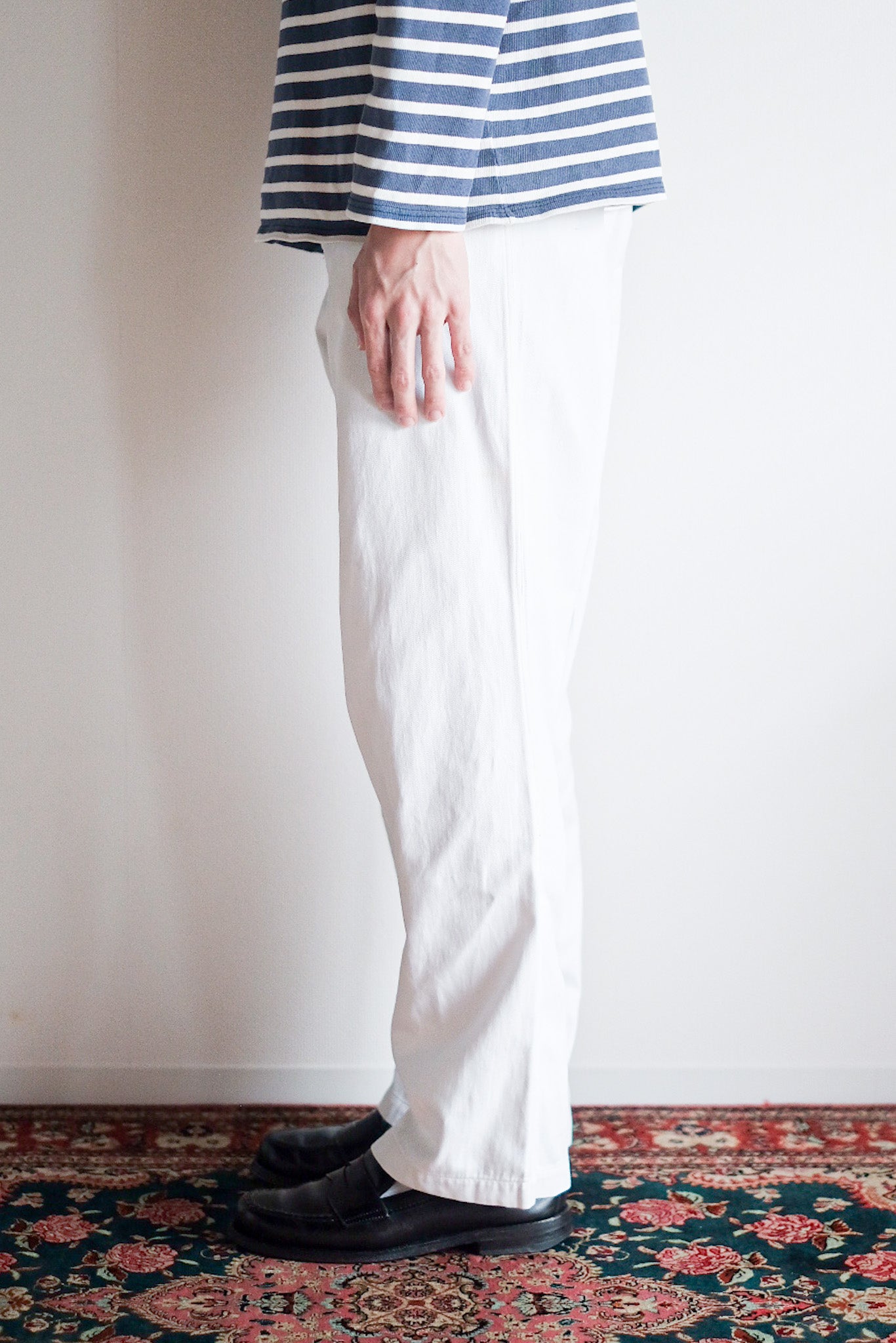 【~40's】German Vintage White Cotton Work Pants
