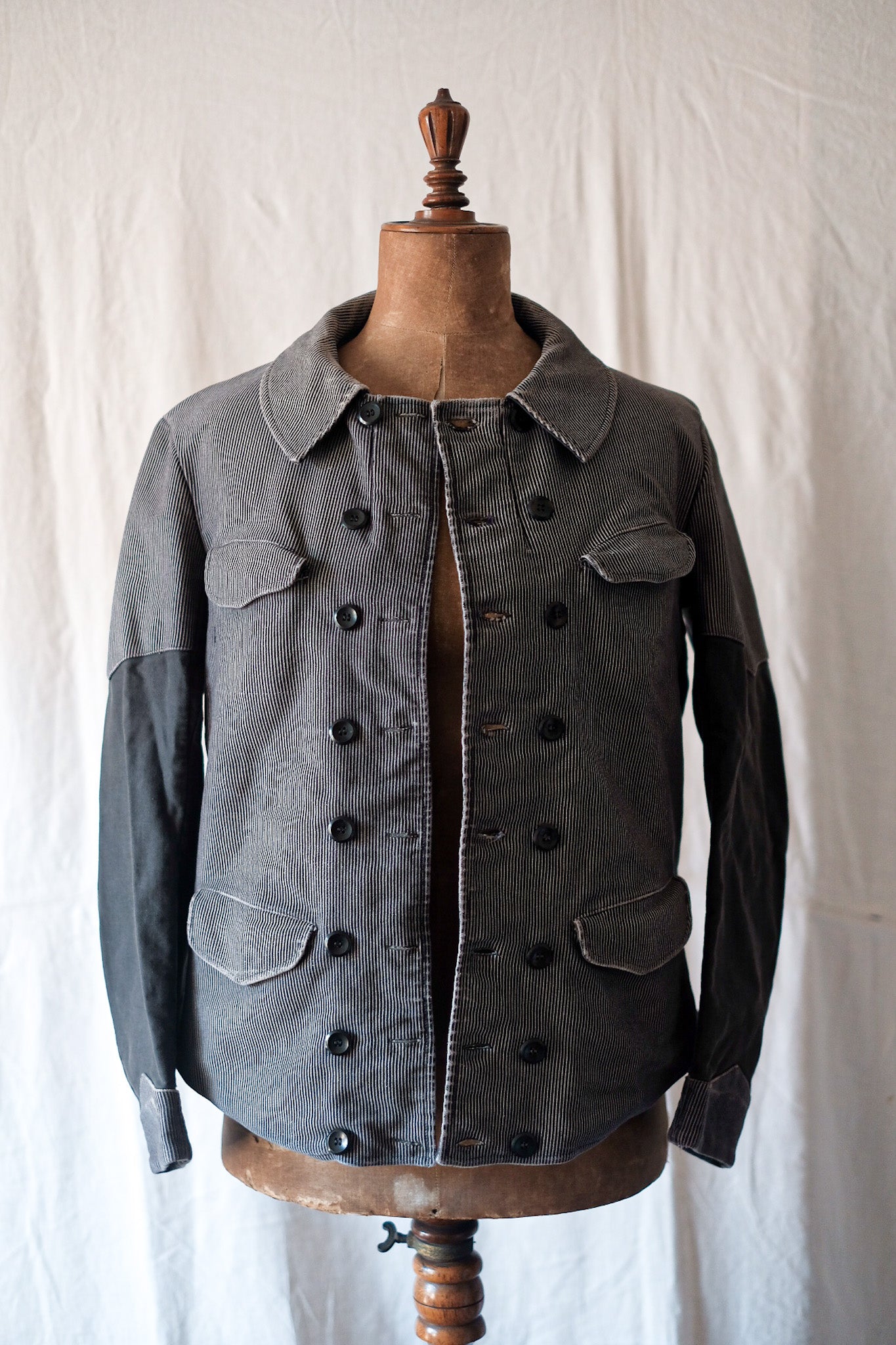 【~50's】Belgium Vintage Printed Moleskin Double Breasted Work Jacket