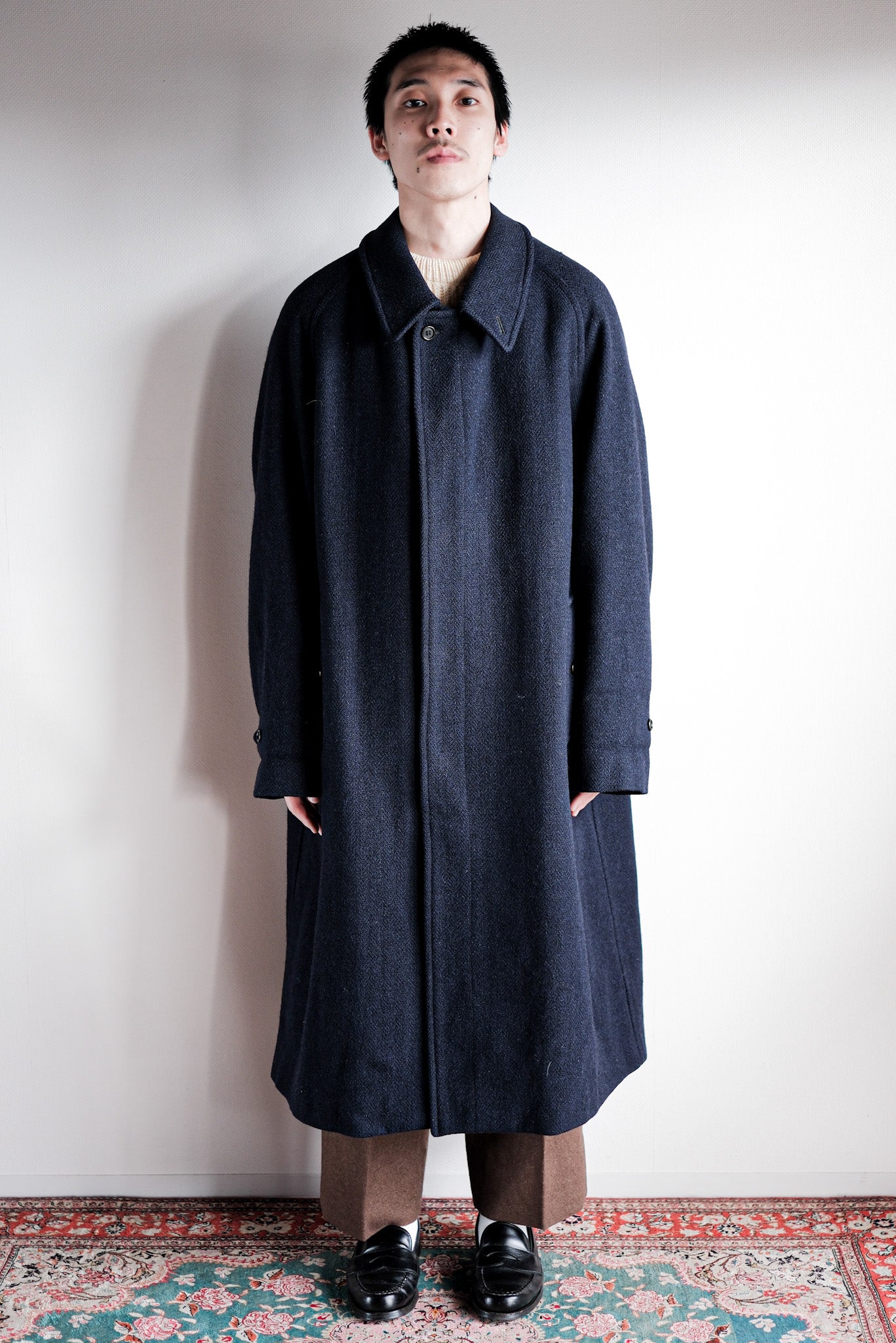 【~80's】Vintage Burberry's Single Raglan Balmacaan Coat Size.54RL "HARRIS TWEED" "Kraft 別注"