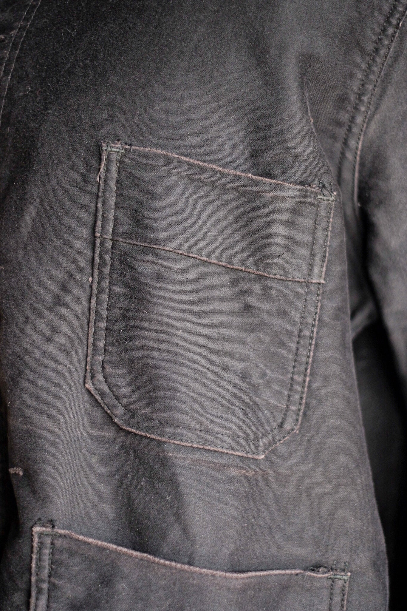 【~60's】French Vintage Black Moleskin Work Jacket