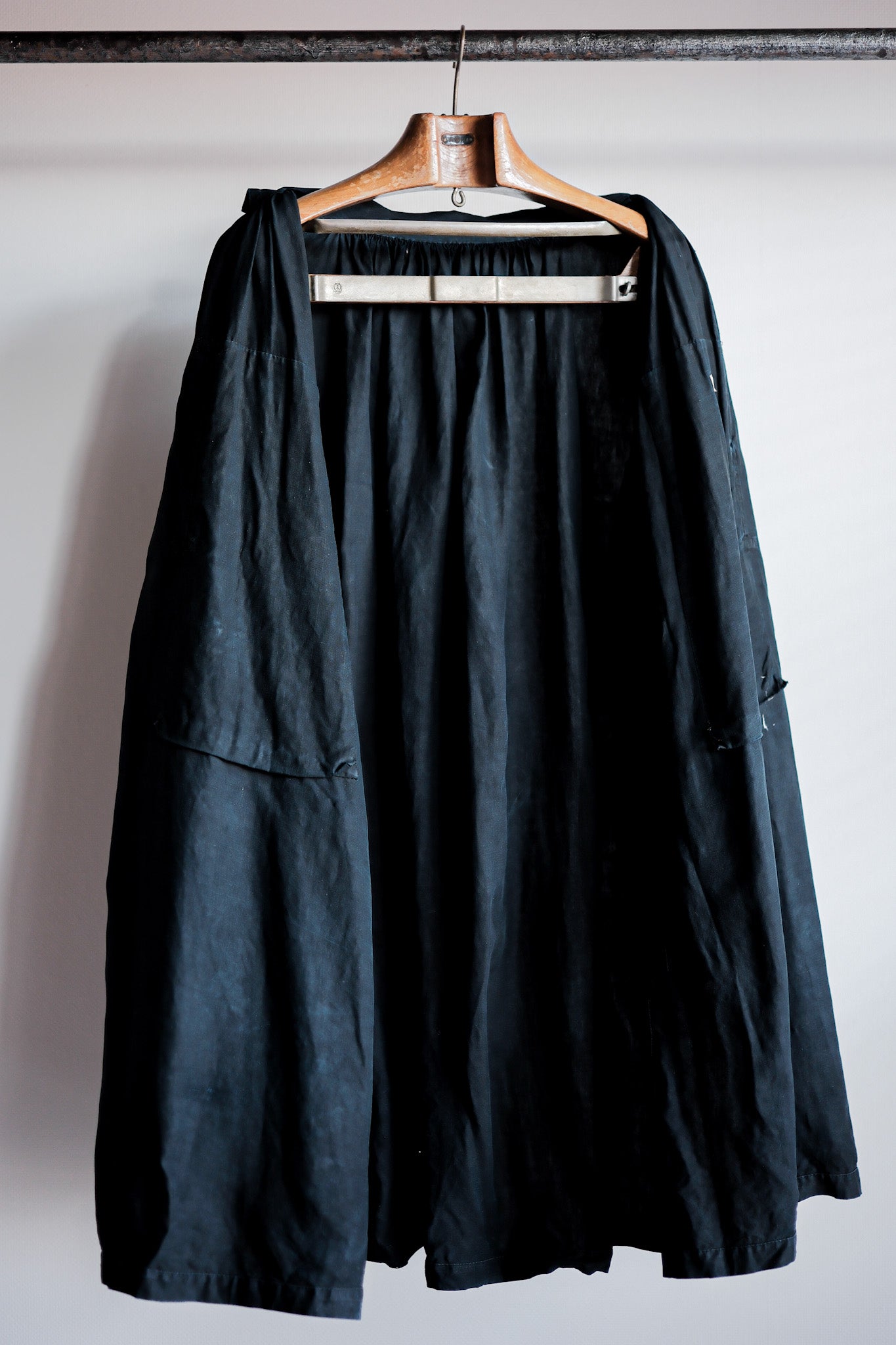 【Early 20th C】French Antique Indigo Linen Smock Open Type "Biaude"