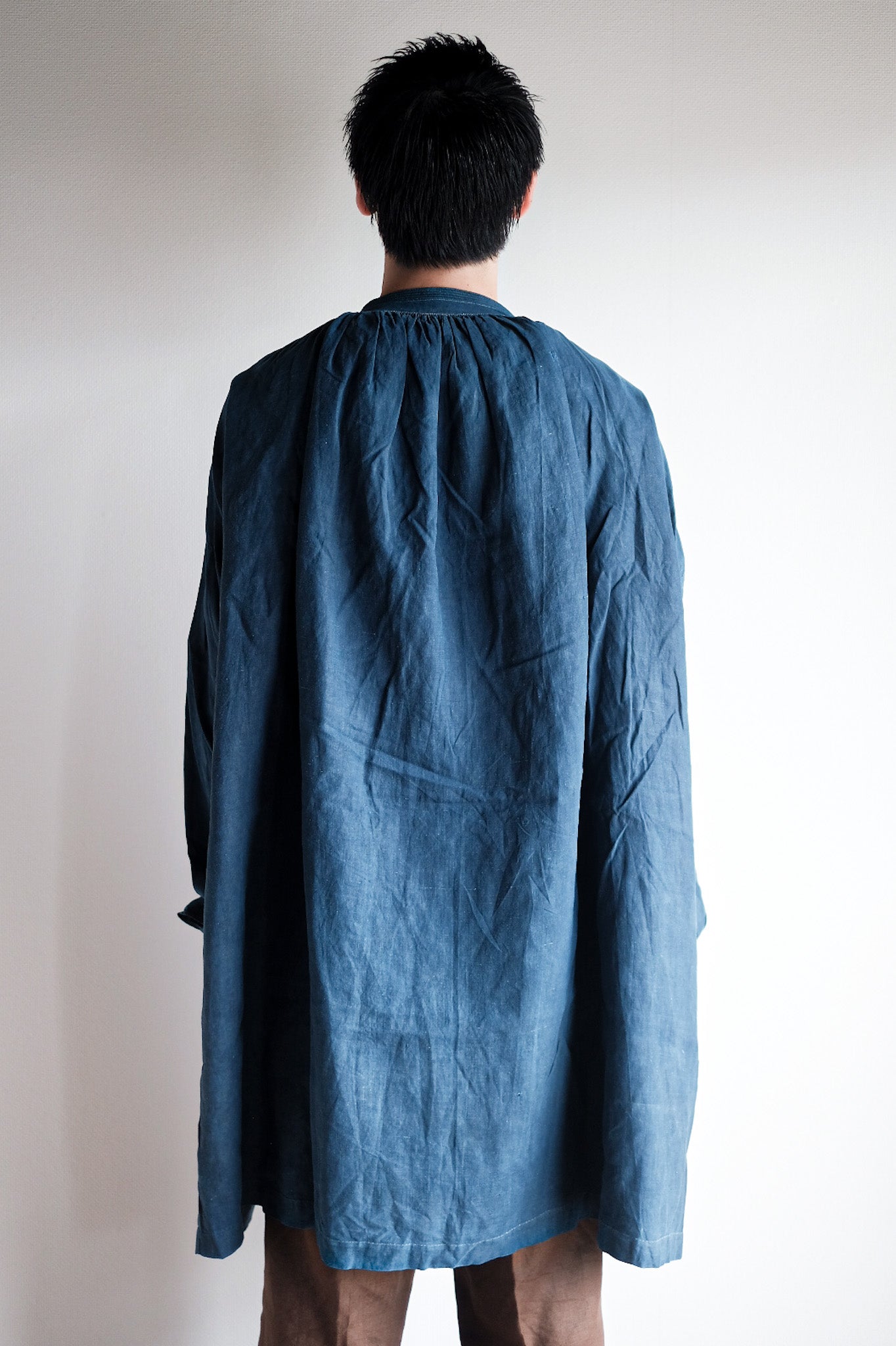 【Early 20th C】French Antique Indigo Linen Smock "Biaude"