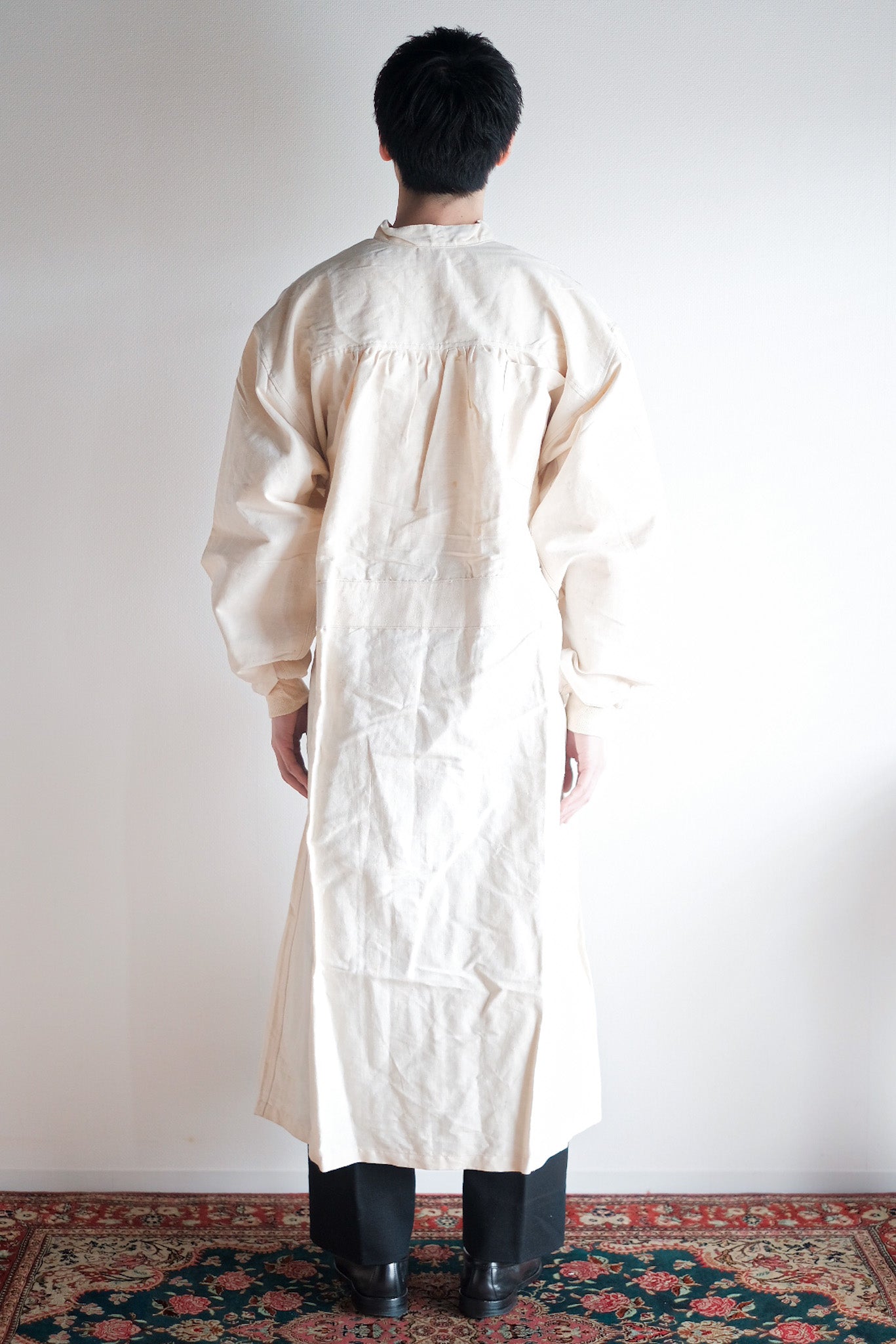 【~50's】French Army Surgeon Linen Coat Hospital Military "Dead Stock"