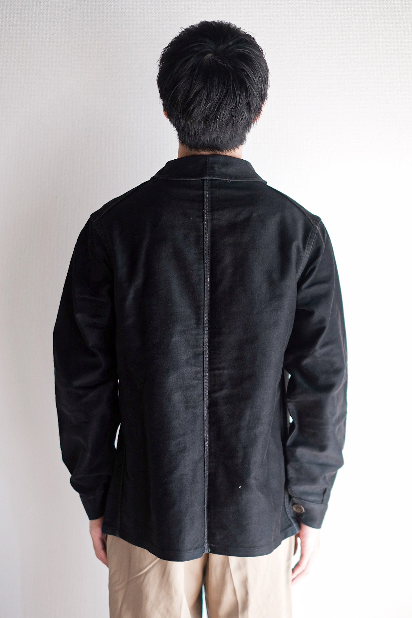 【~30's】French Vintage Black Moleskin Work Jacket