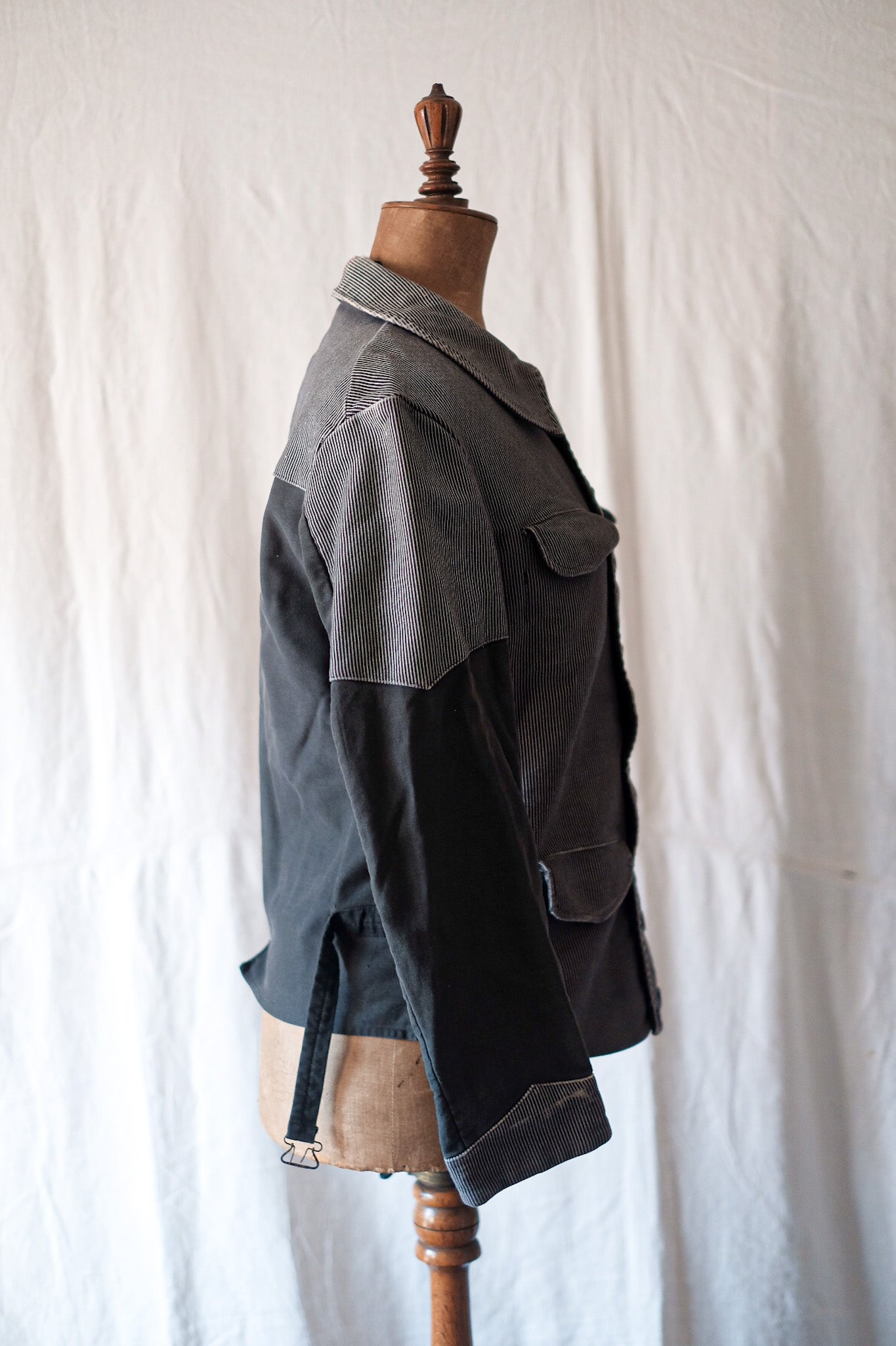 【~50's】Belgium Vintage Printed Moleskin Double Breasted Work Jacket