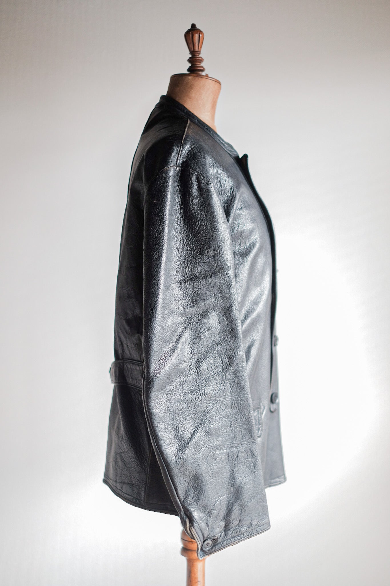 【~40's】Swedish Vintage Double Breasted Leather Jacket