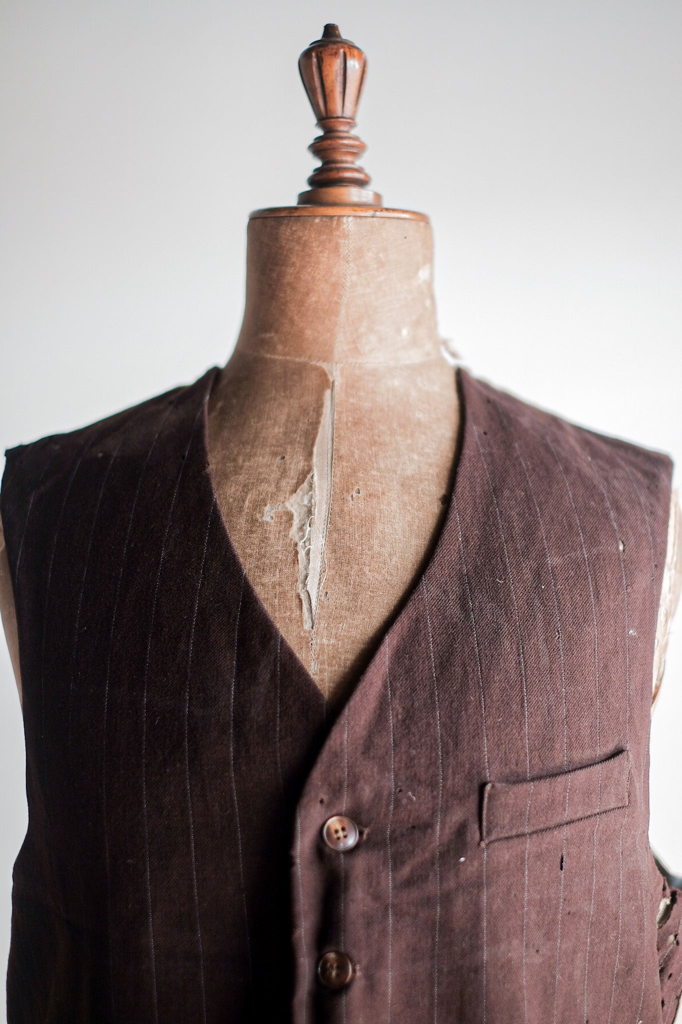 【~40's】French Vintage Brown Wool Work Gilet