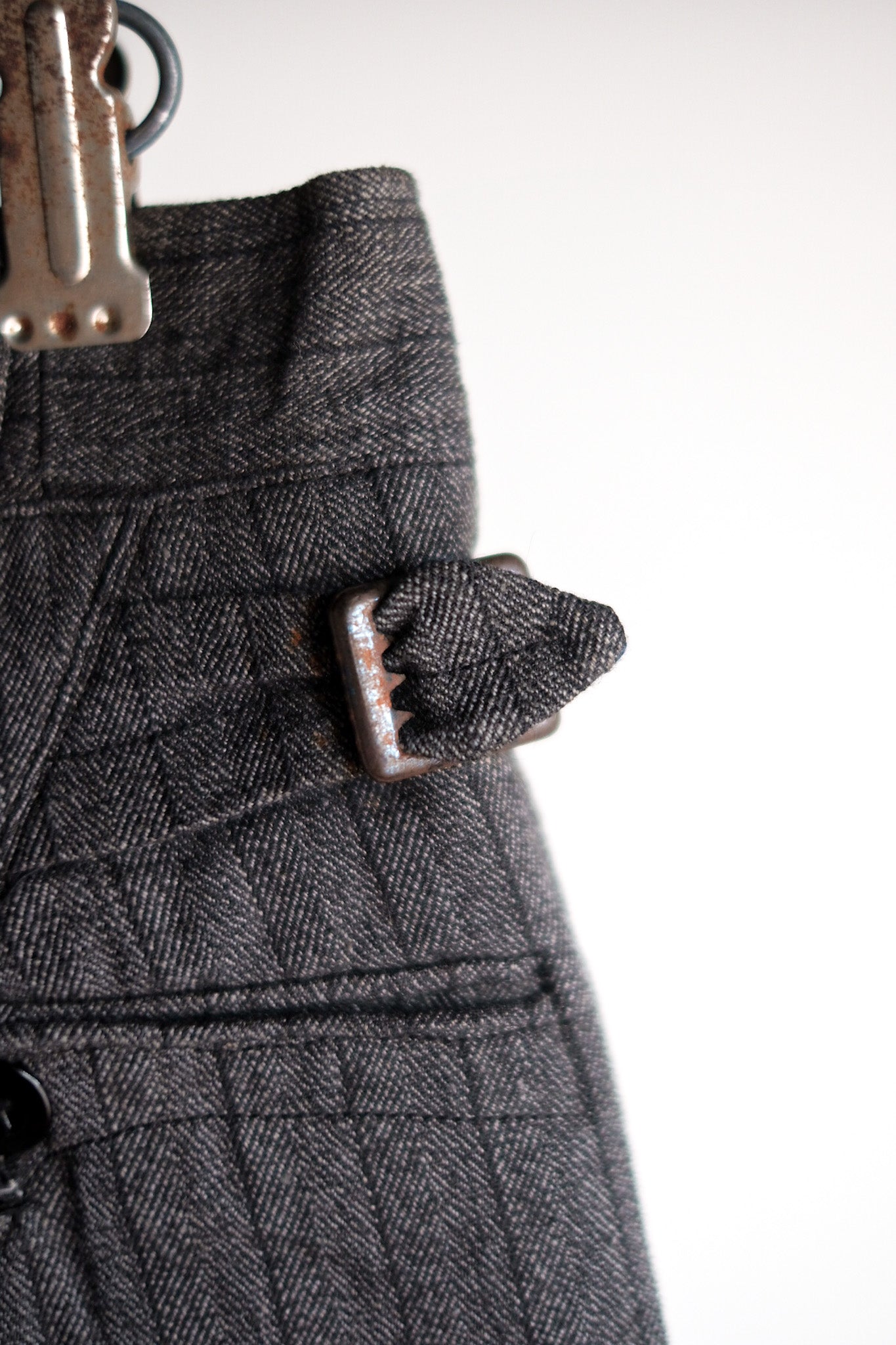 【~40's】French Vintage Salt & Pepper Cotton Striped Work Pants "Dead Stock"