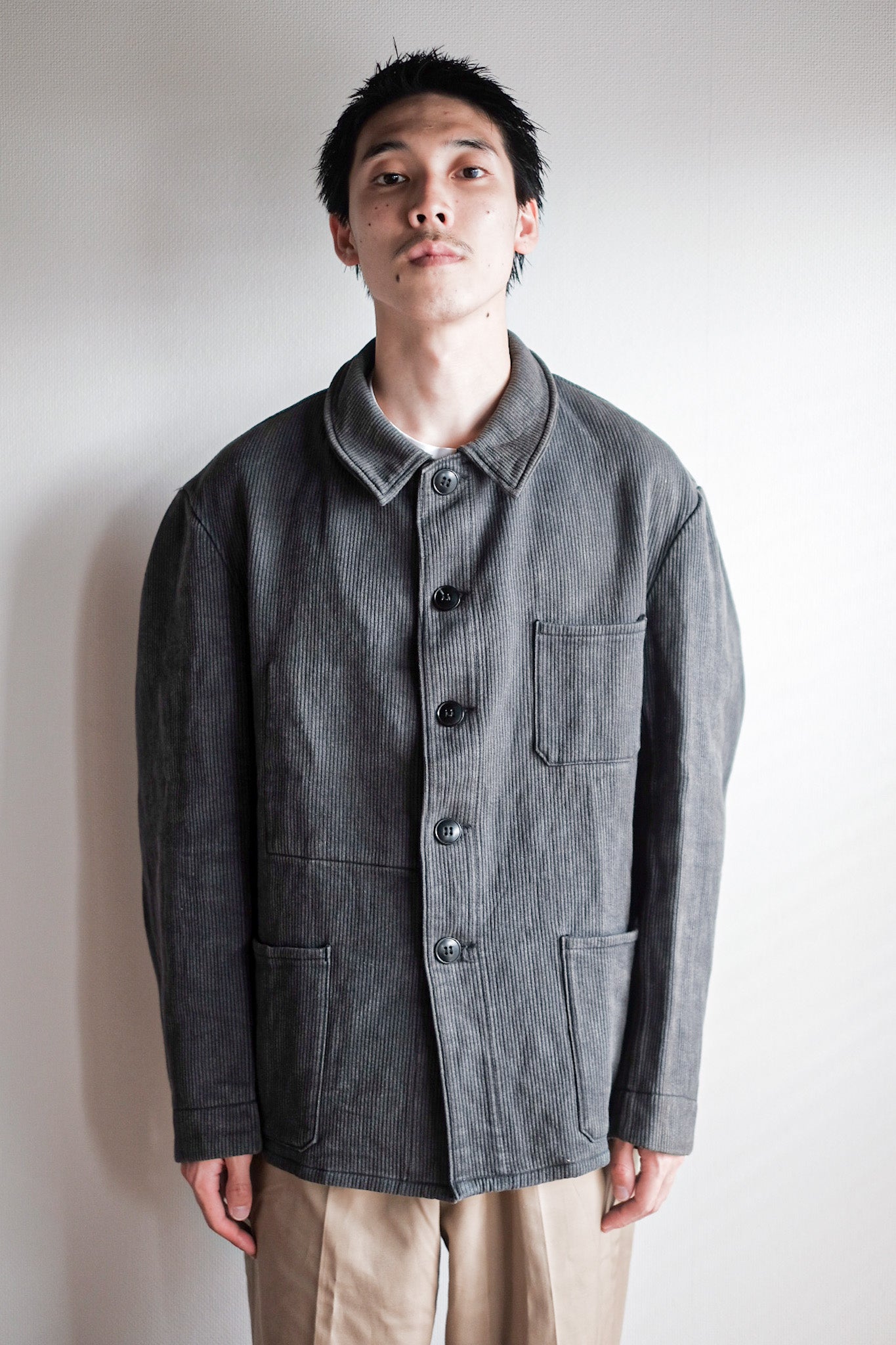 【~50’s】French Vintage Gray Cotton Pique Work Jacket