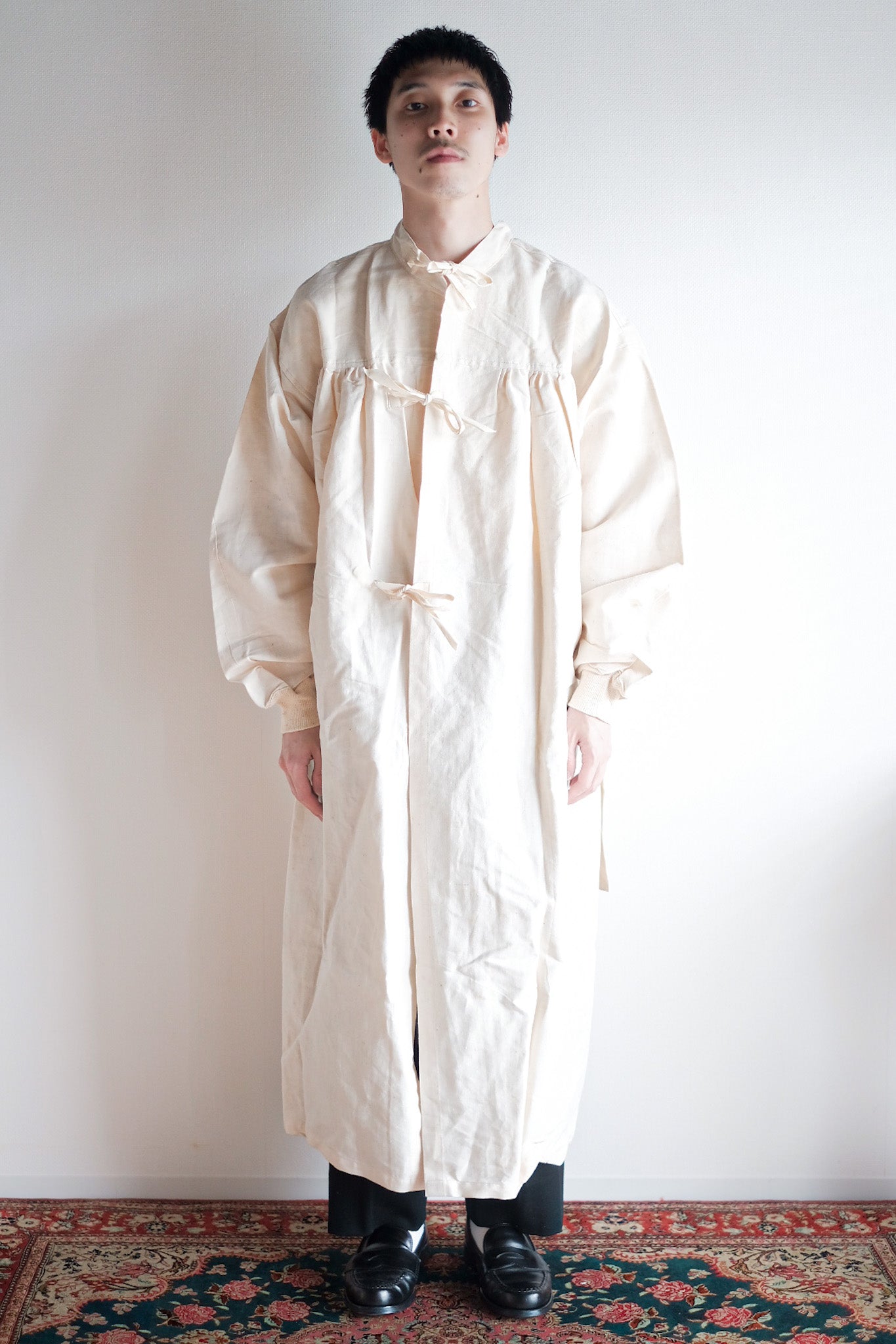 【~50's】French Army Surgeon Linen Coat Hospital Military "Dead Stock"