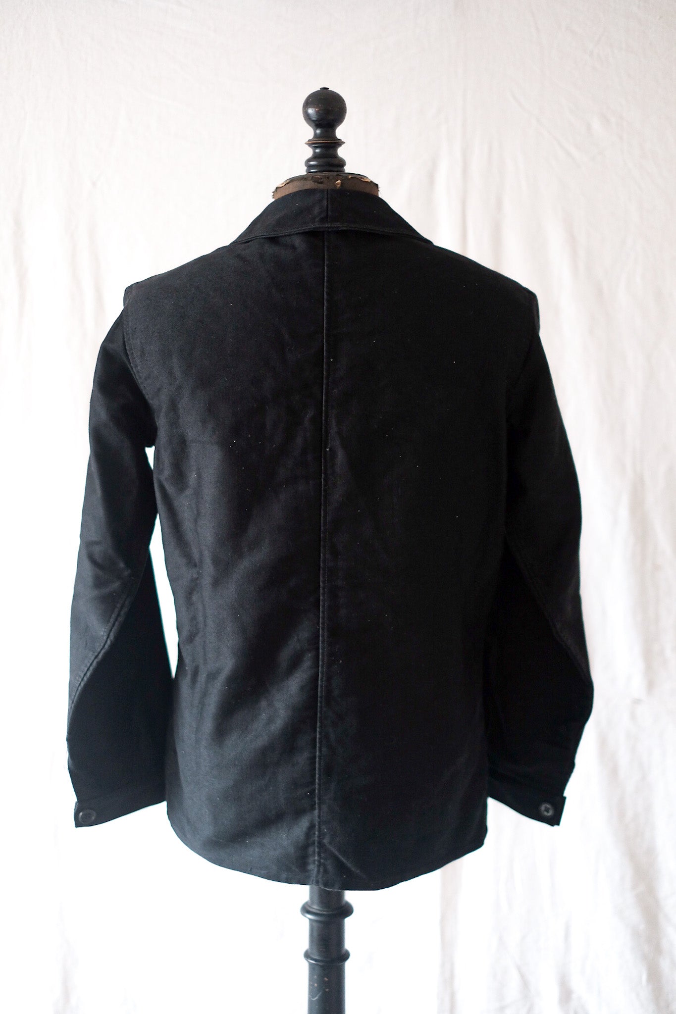 【~40's】French Vintage "Le Mont St. Michel" Black Moleskin Work Jacket