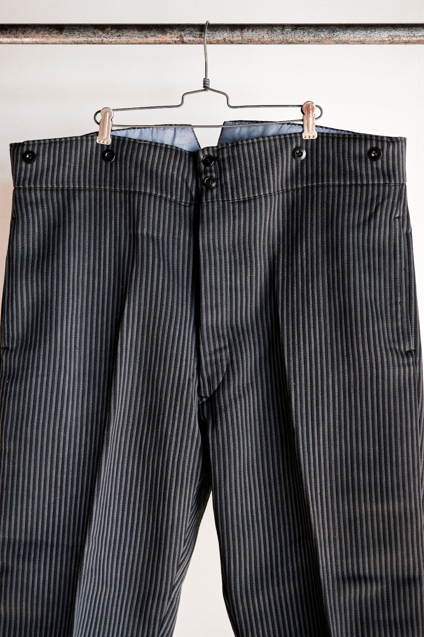【 ~ 30's 】 French Vintage Cotton Pique Pique Striped Pants "Dead Stock"