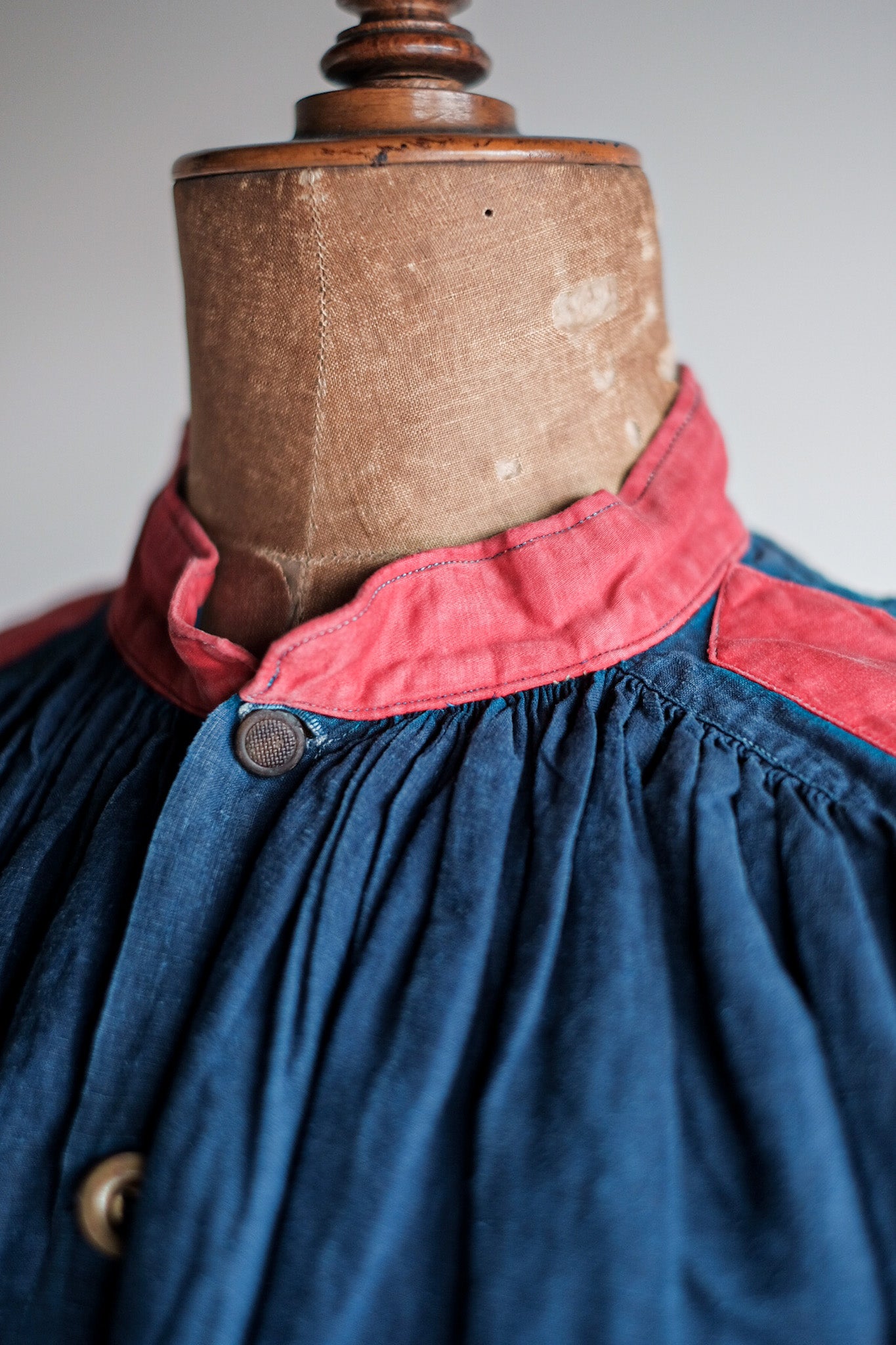 【Late 19th C】French Antique Indigo Linen Fireman Bourgeron Jacket