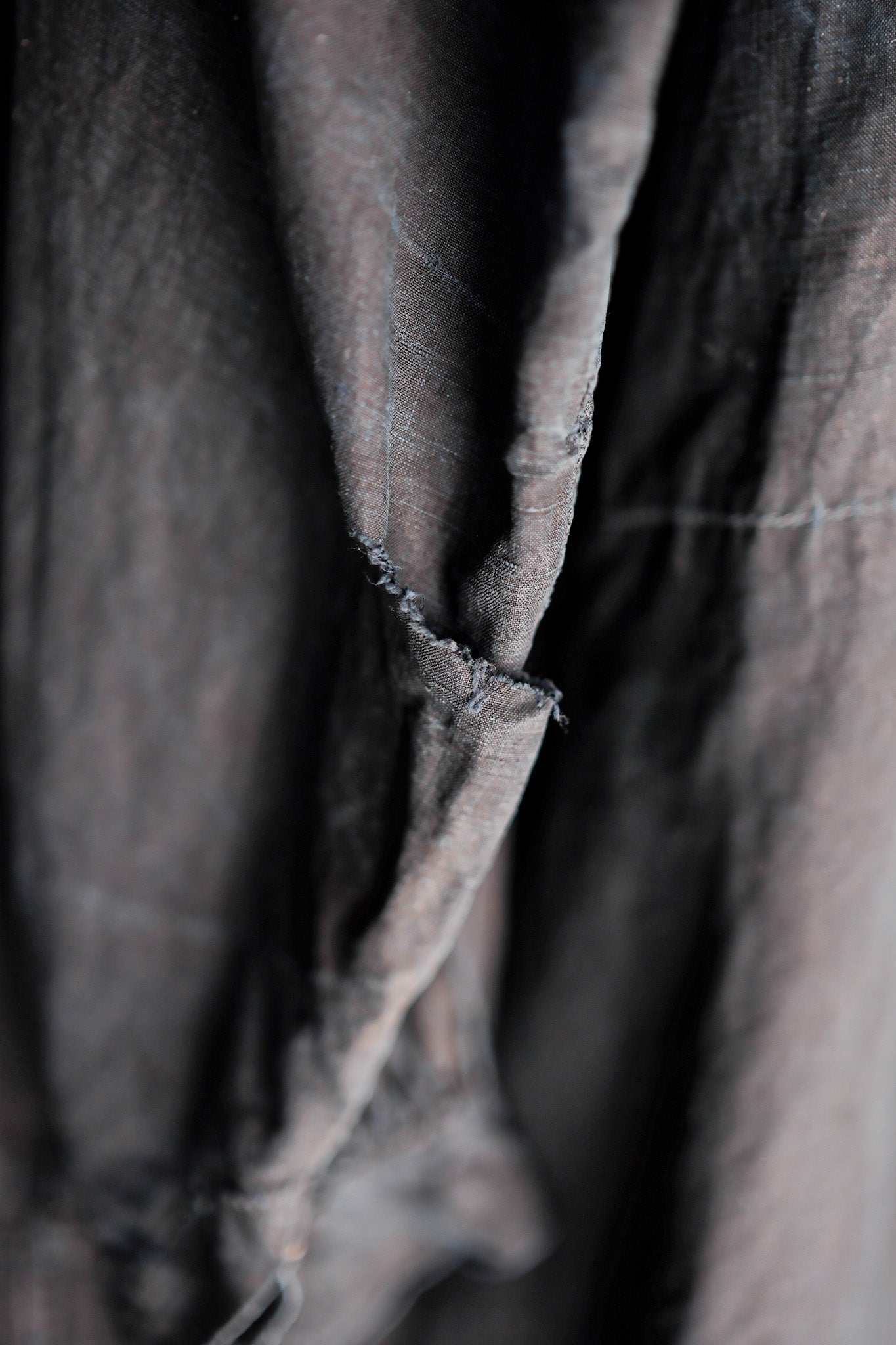 【Early 20th C】French Antique Indigo Linen Smock Open Type "Biaude"