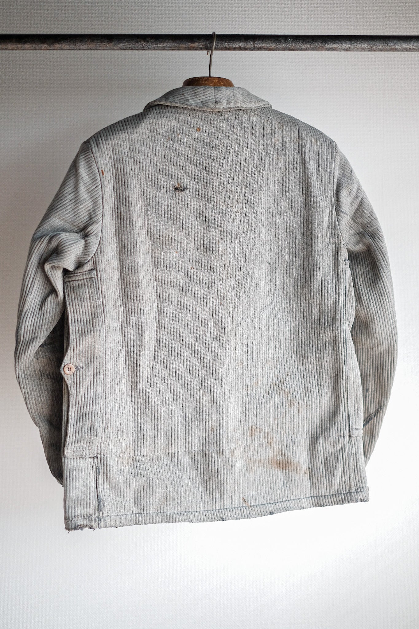 【~40's】French Vintage Gray Cotton Pique Hunting Jacket
