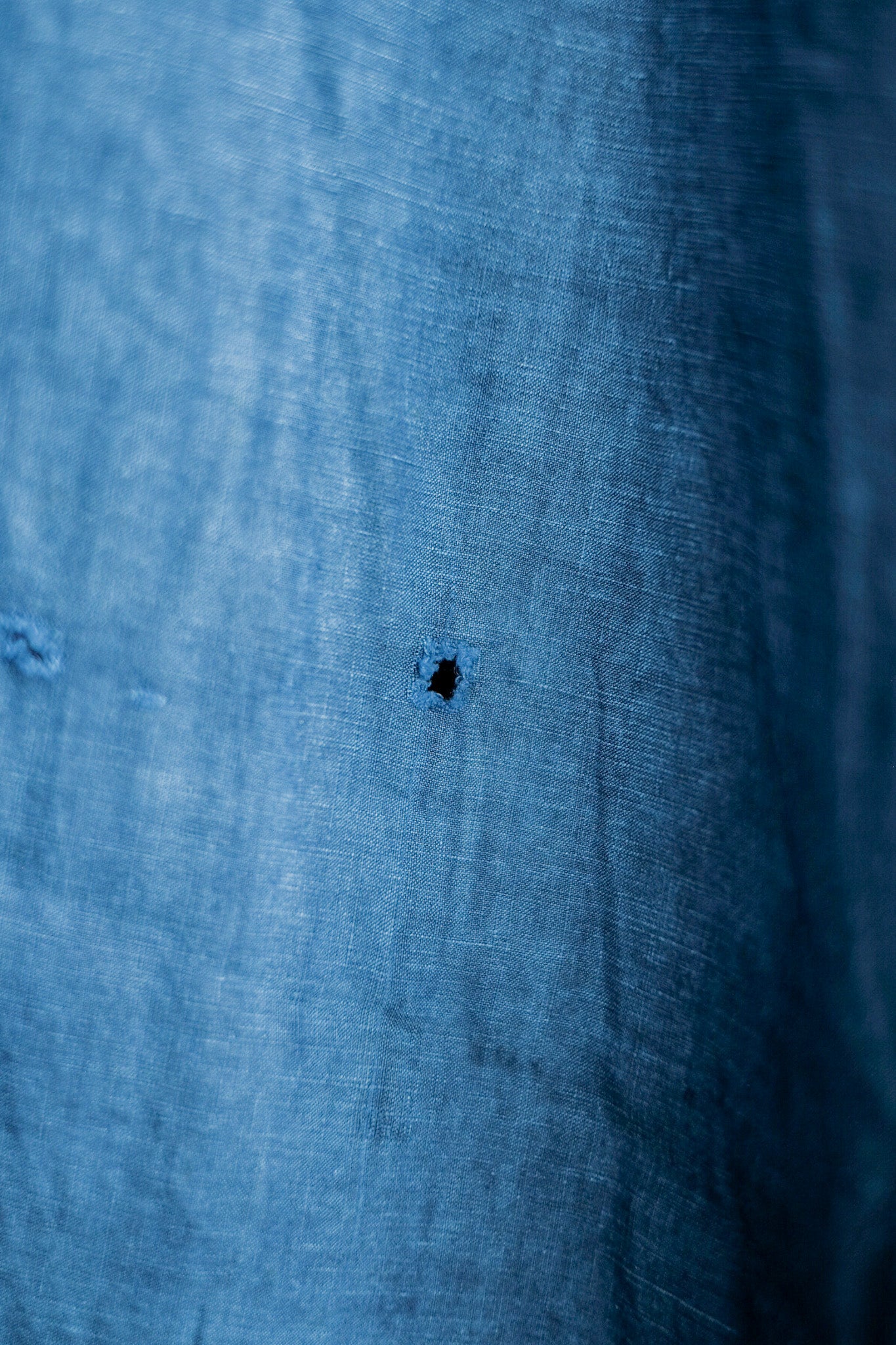 【Early 20th C】French Antique Indigo Linen Smock Open Type "Biaude"