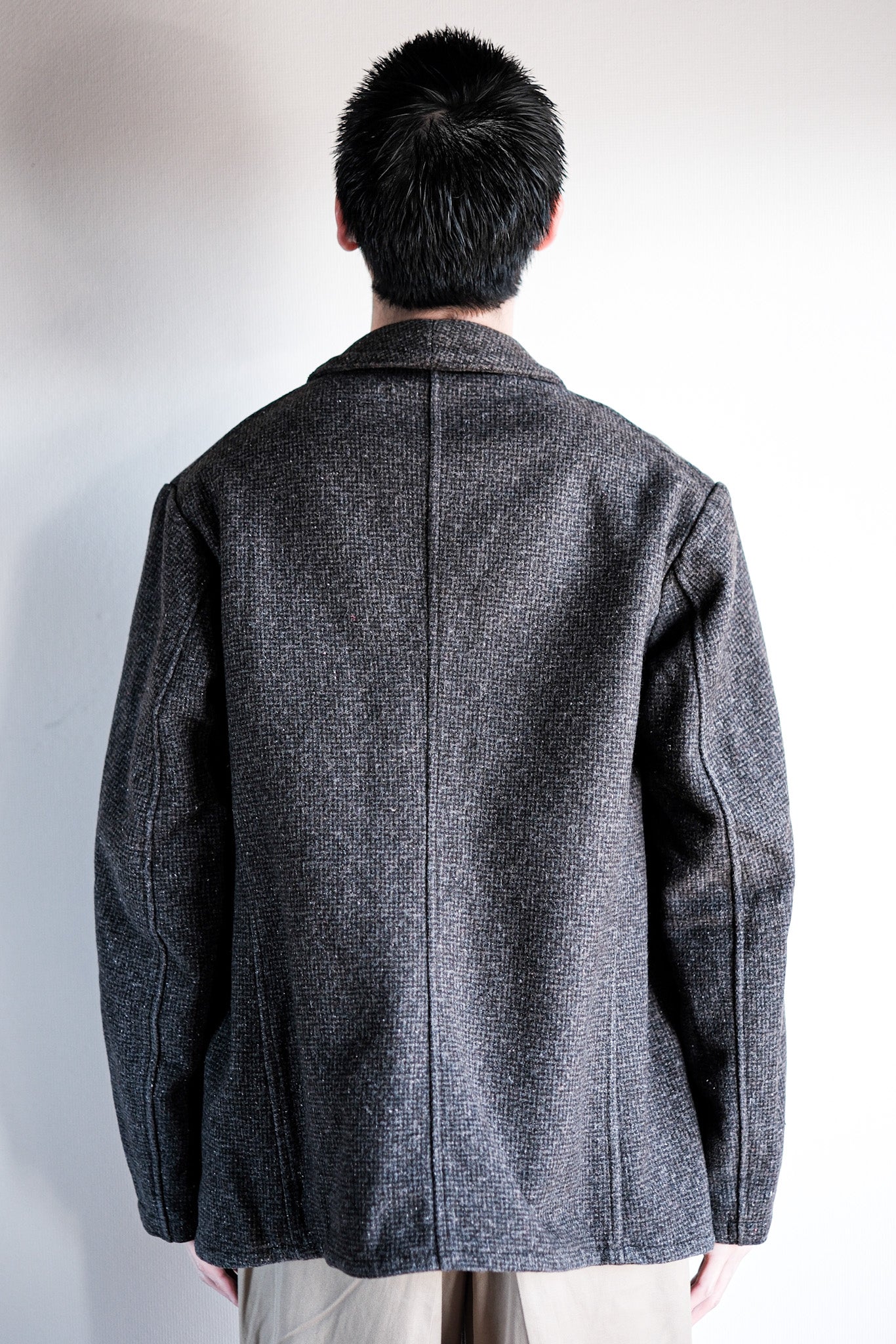 【~50's】French Vintage Gray Wool Checked Work Jacket