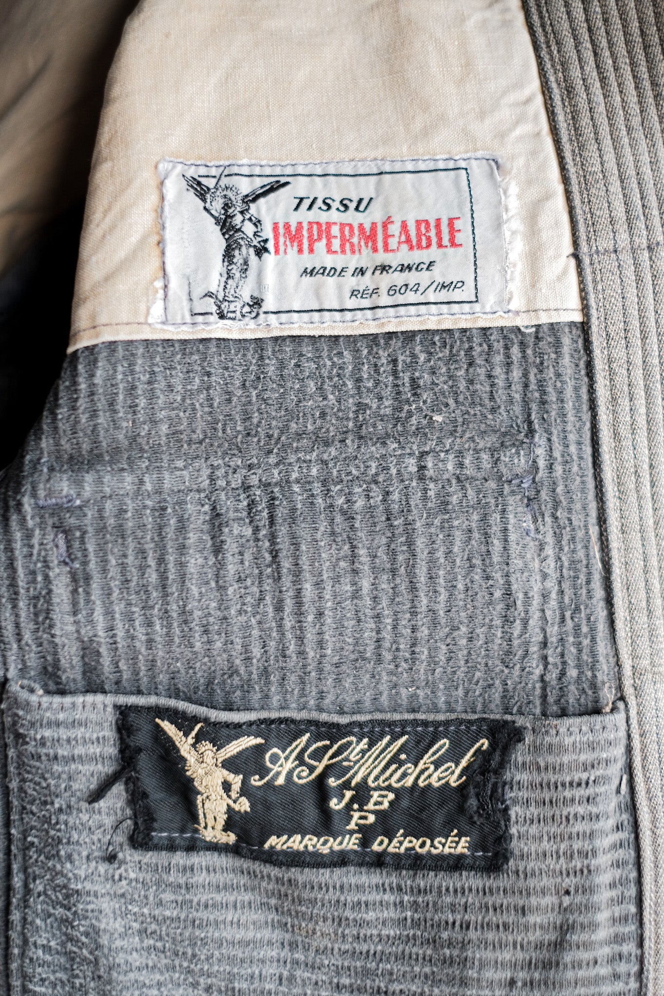 【~40's】French Vintage Gray Cotton Pique Hunting Jacket