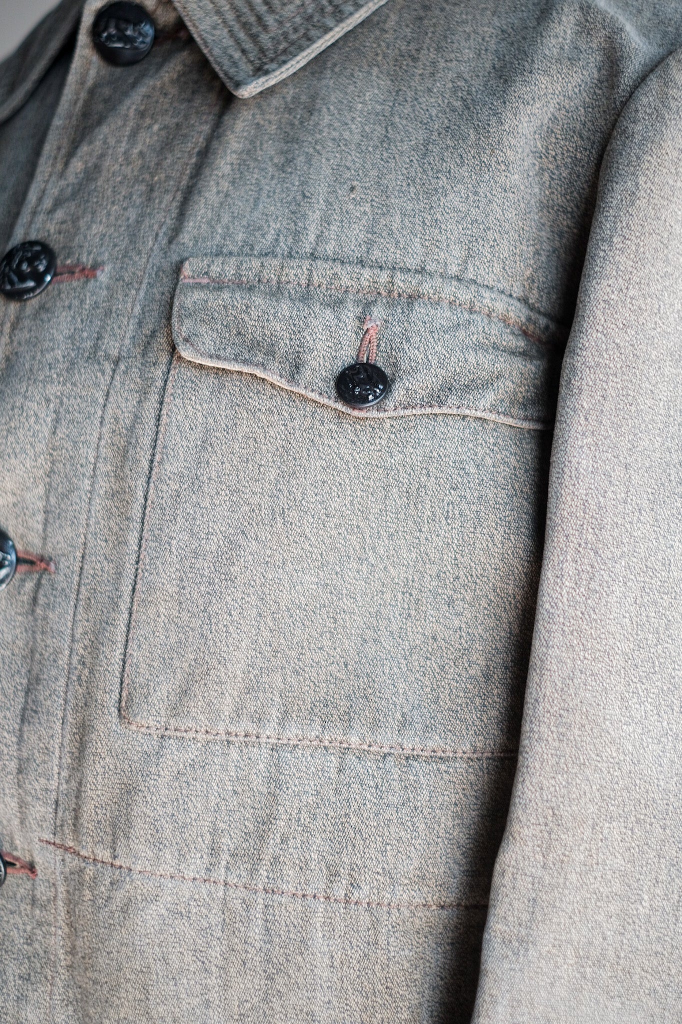 【~30's】French Vintage Brown Cotton Salt & Pepper Hunting Jacket