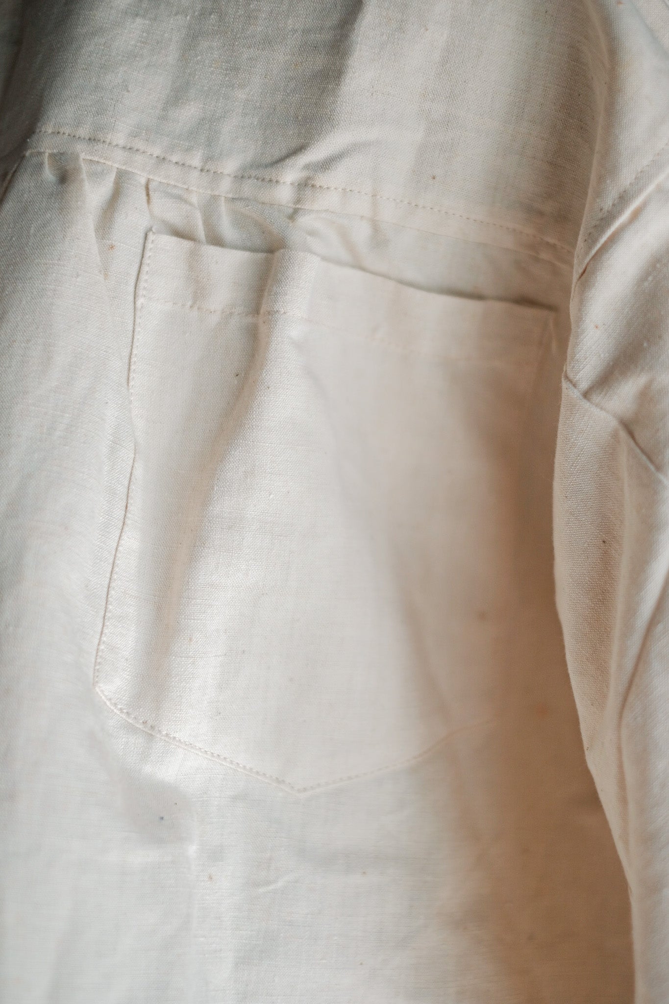 【~50's】French Army Surgeon Linen Coat Hospital Military "Dead Stock"