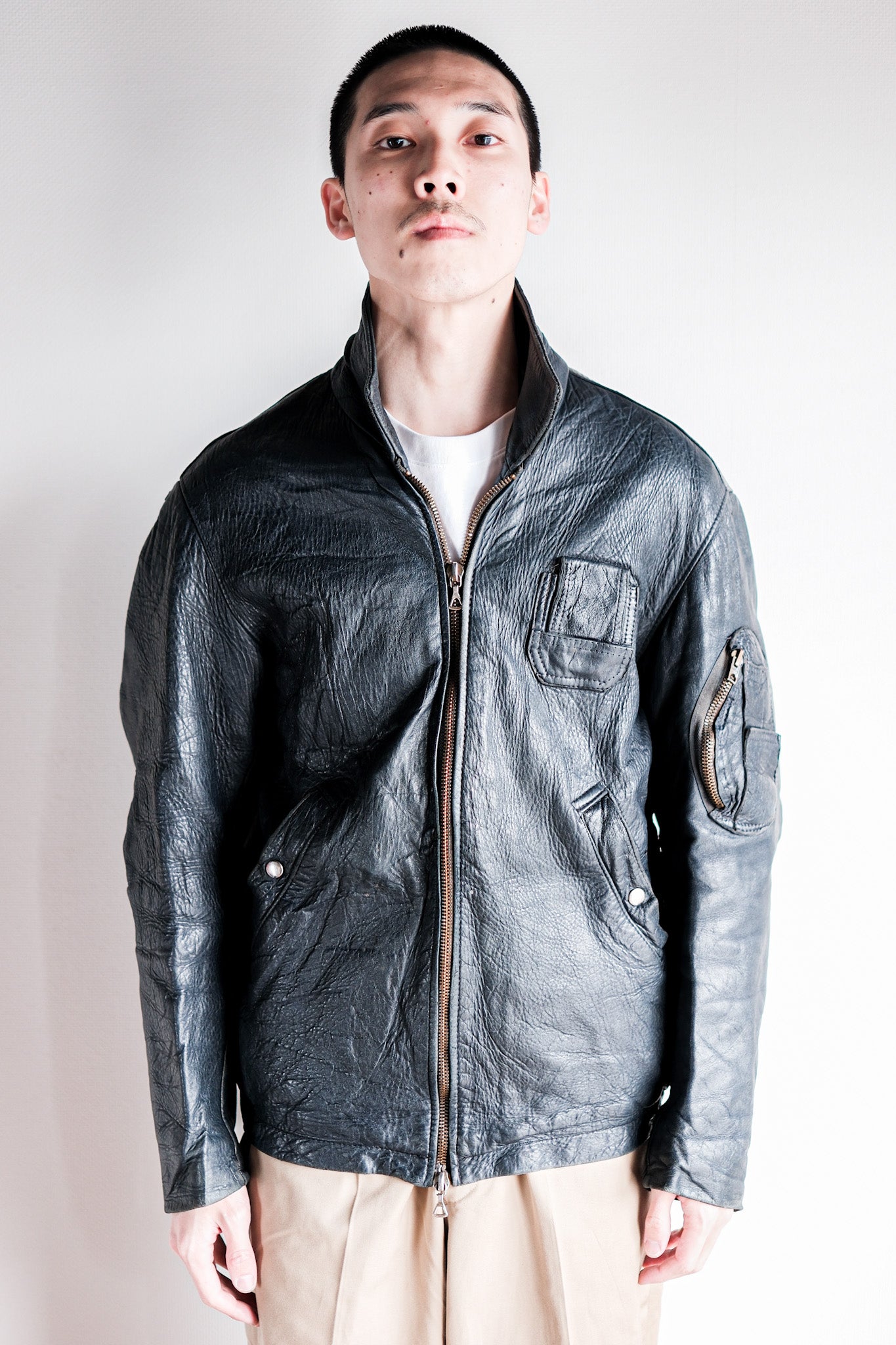 【~70's】French Air Force Pilot Leather Jacket